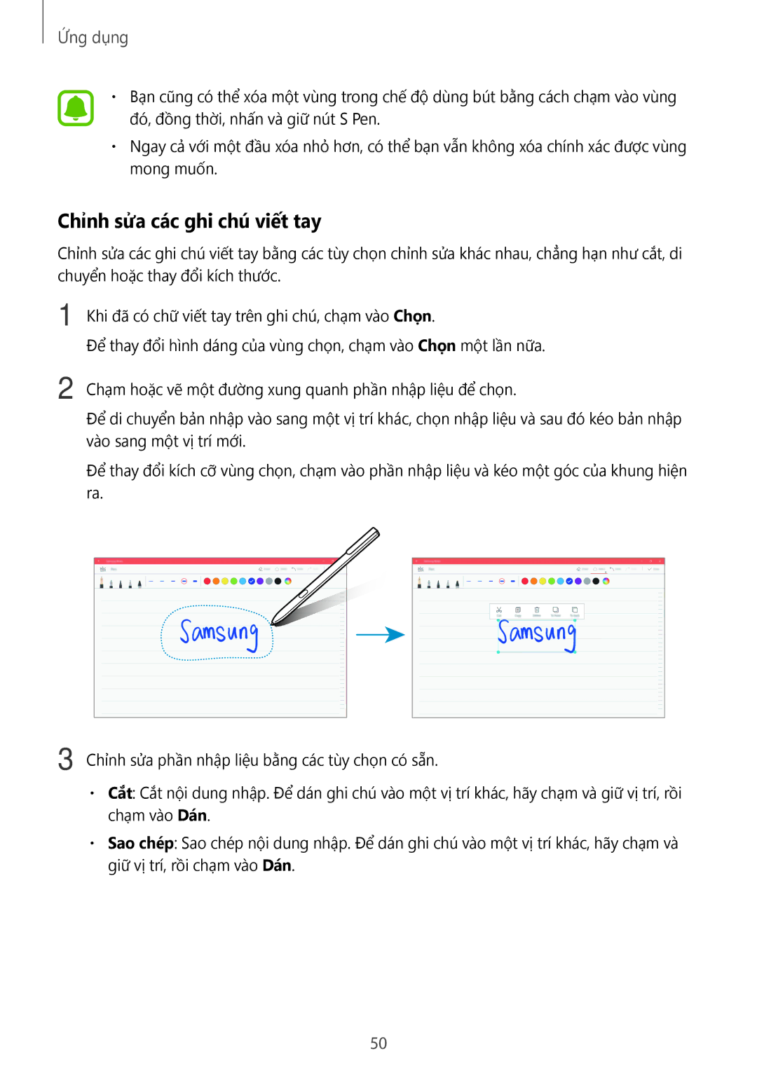Samsung SM-W620NZKAXXV manual Chỉnh sửa các ghi chú viết tay 