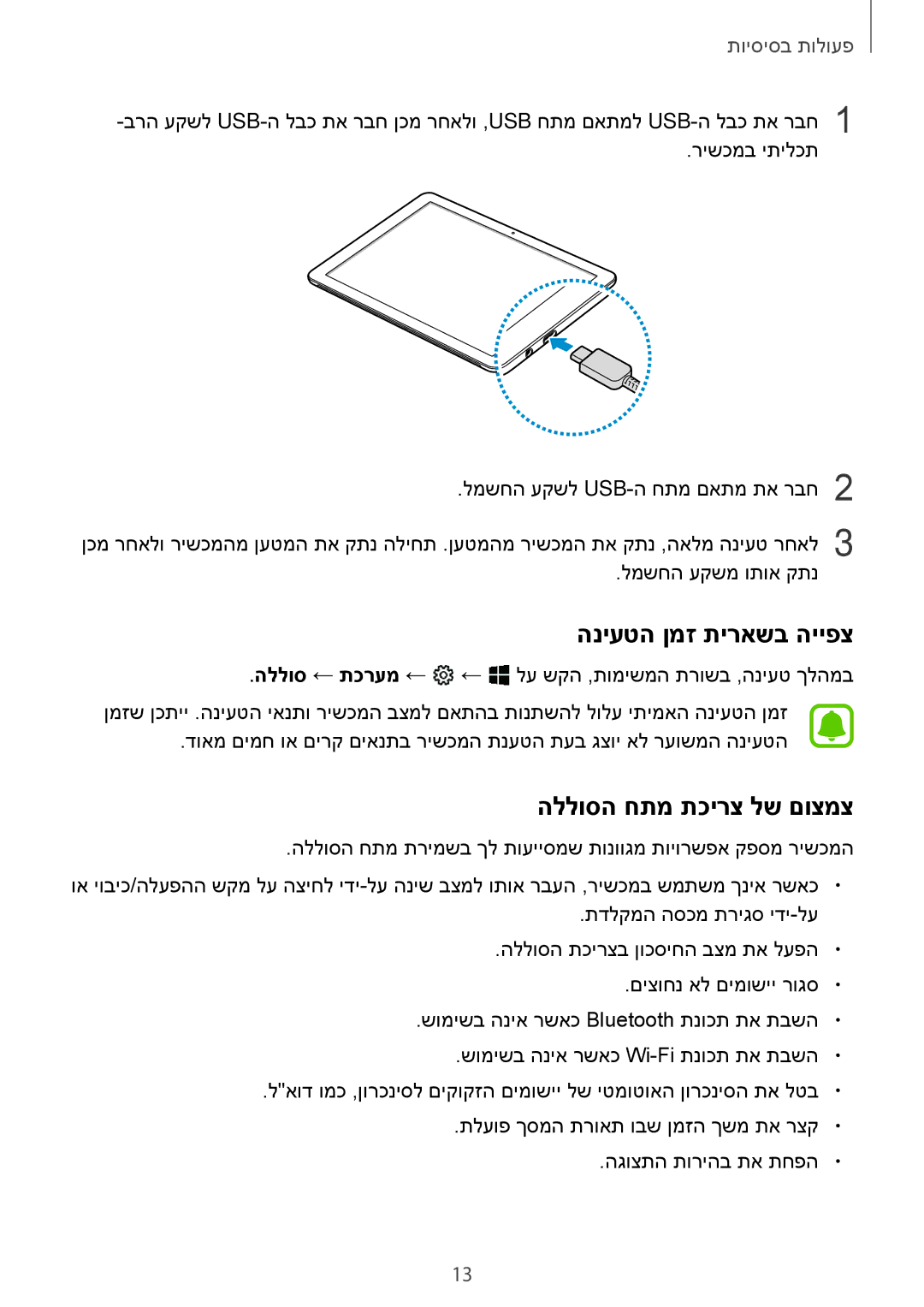 Samsung SM-W620NZKBILO manual הניעטה ןמז תיראשב הייפצ, הללוסה חתמ תכירצ לש םוצמצ 