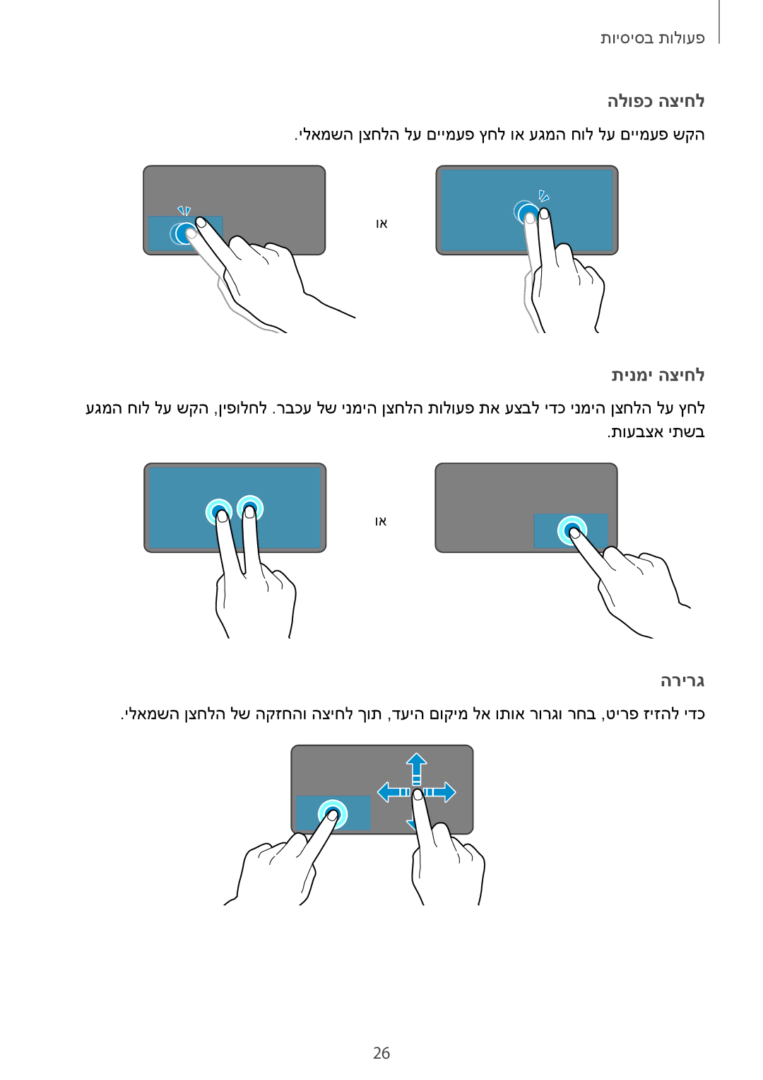 Samsung SM-W620NZKBILO manual הלופכ הציחל 