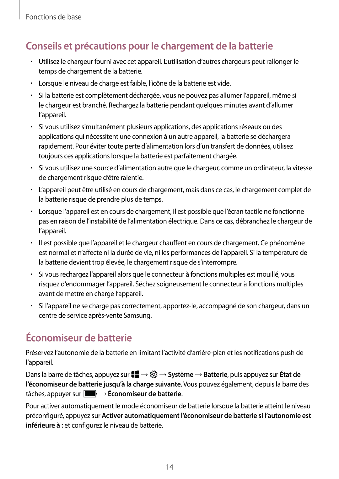 Samsung SM-W620NZKBXEF manual Conseils et précautions pour le chargement de la batterie, Économiseur de batterie 