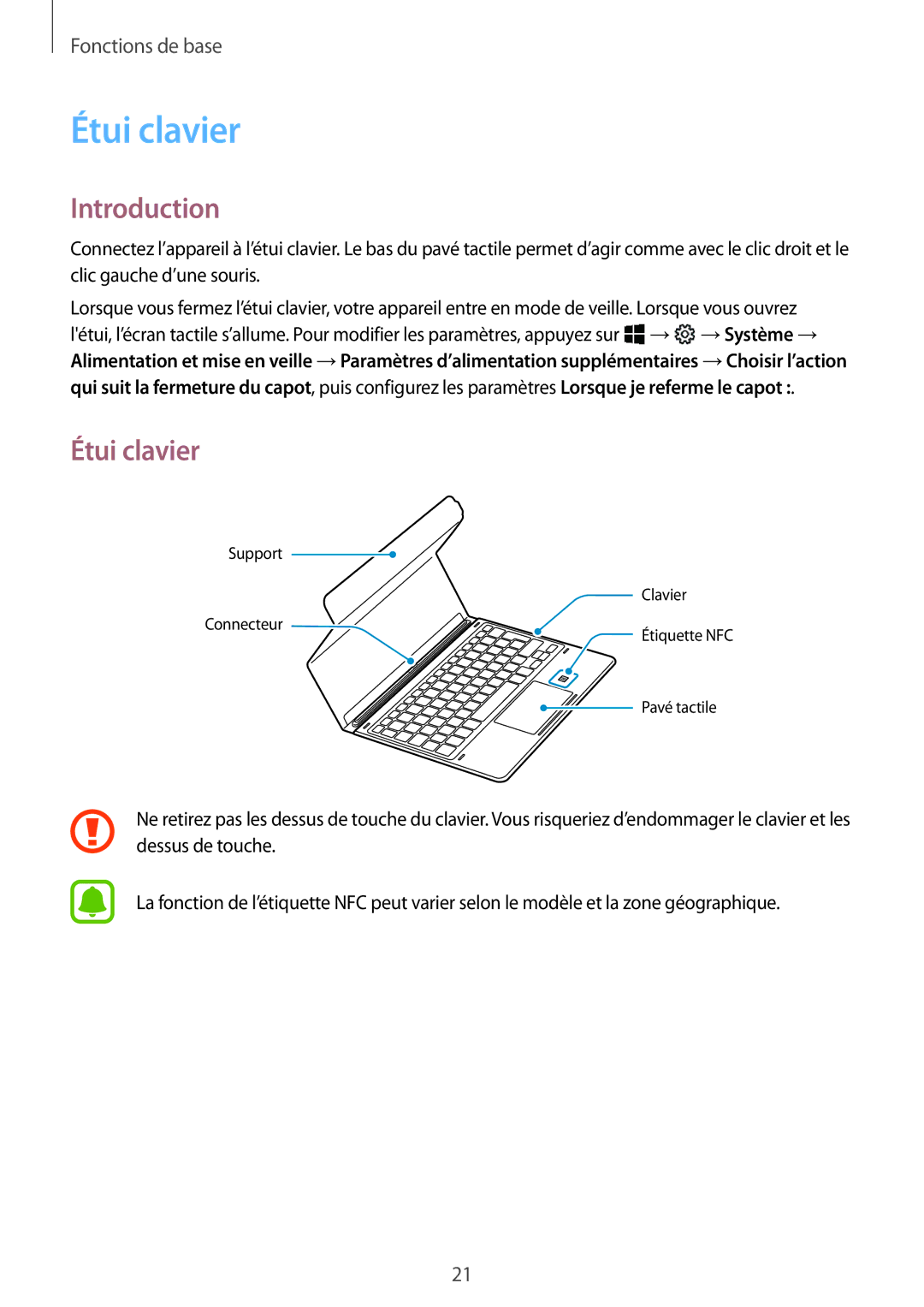 Samsung SM-W620NZKBXEF manual Étui clavier, Introduction 