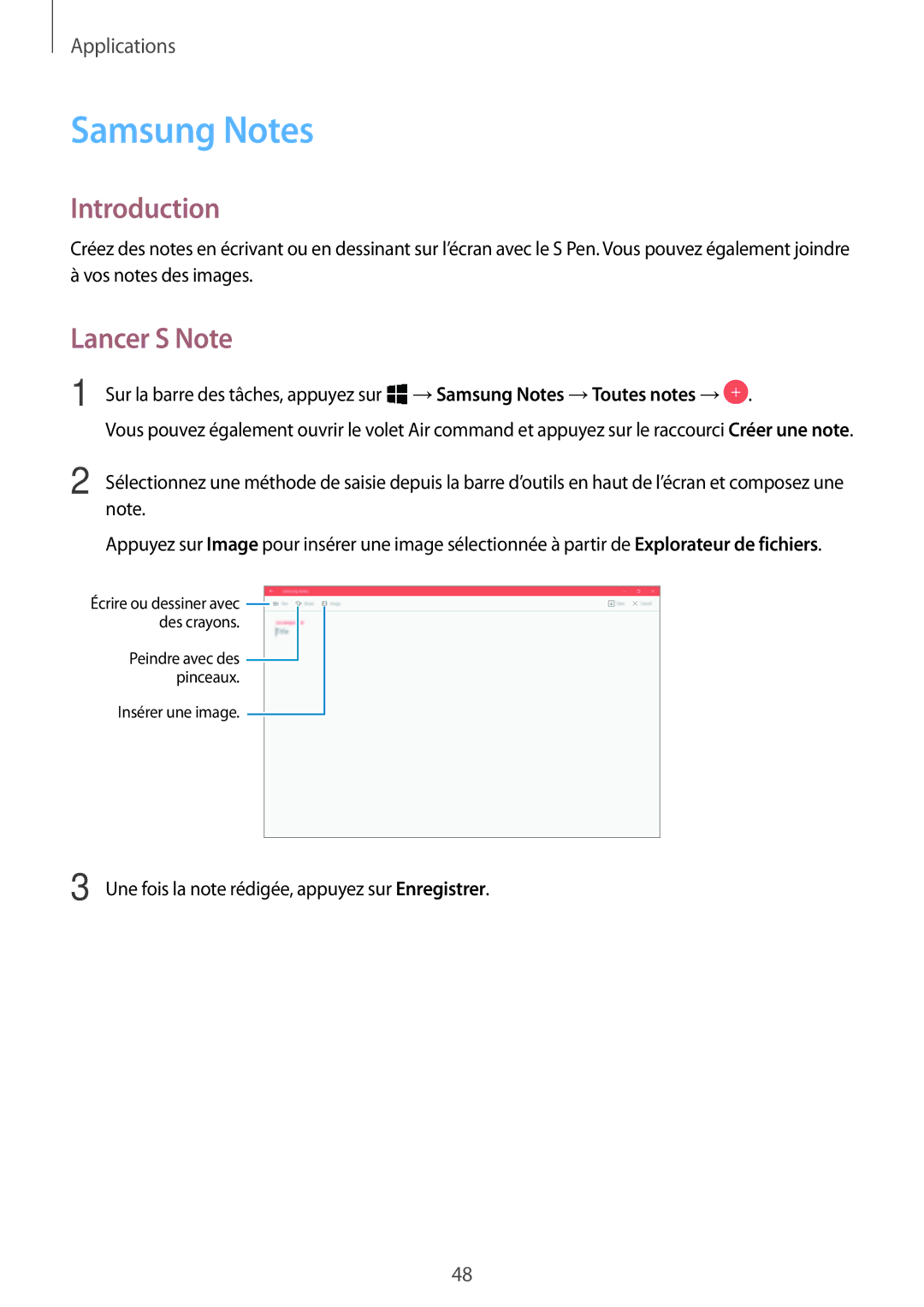 Samsung SM-W620NZKBXEF manual Samsung Notes, Lancer S Note 