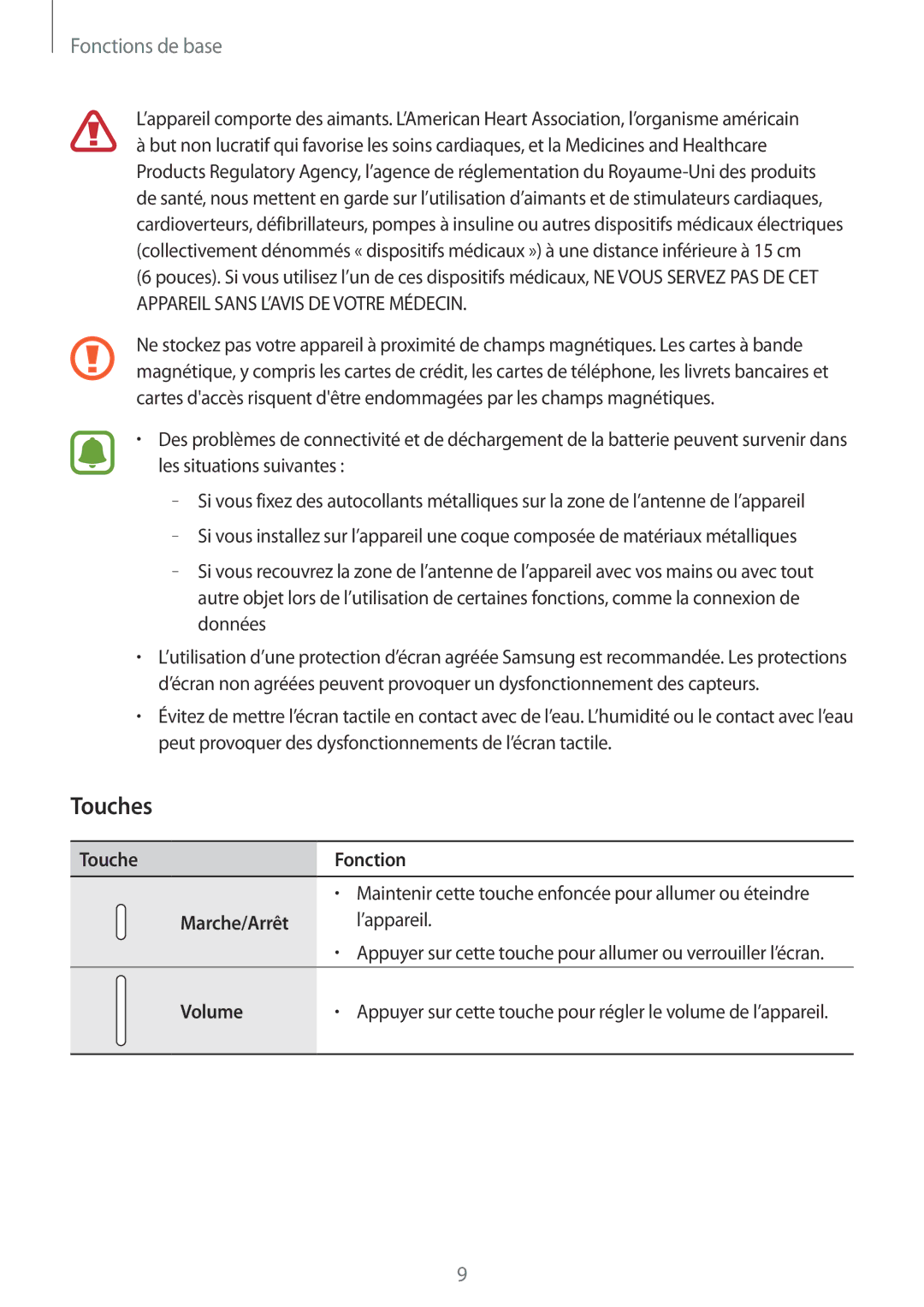 Samsung SM-W620NZKBXEF manual Touches 