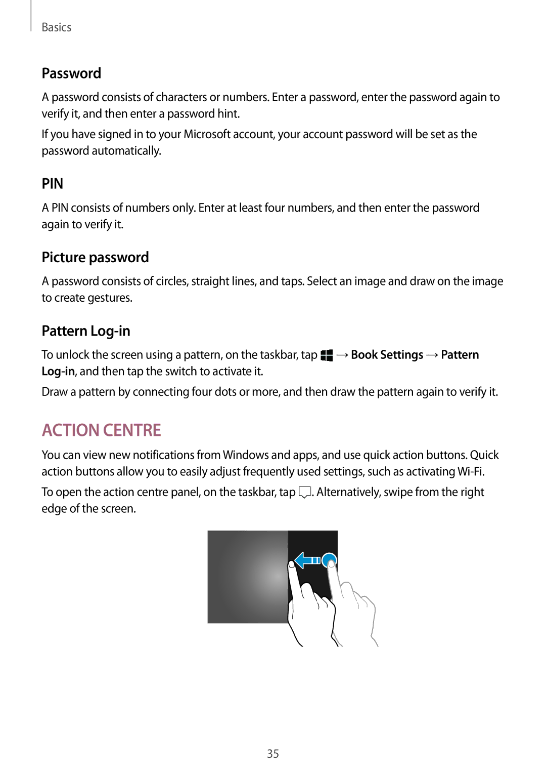 Samsung SM-W620NZKBILO, SM-W627NZKBDBT, SM-W620NZKBDBT, SM-W620NZKBXEF manual Password, Picture password, Pattern Log-in 