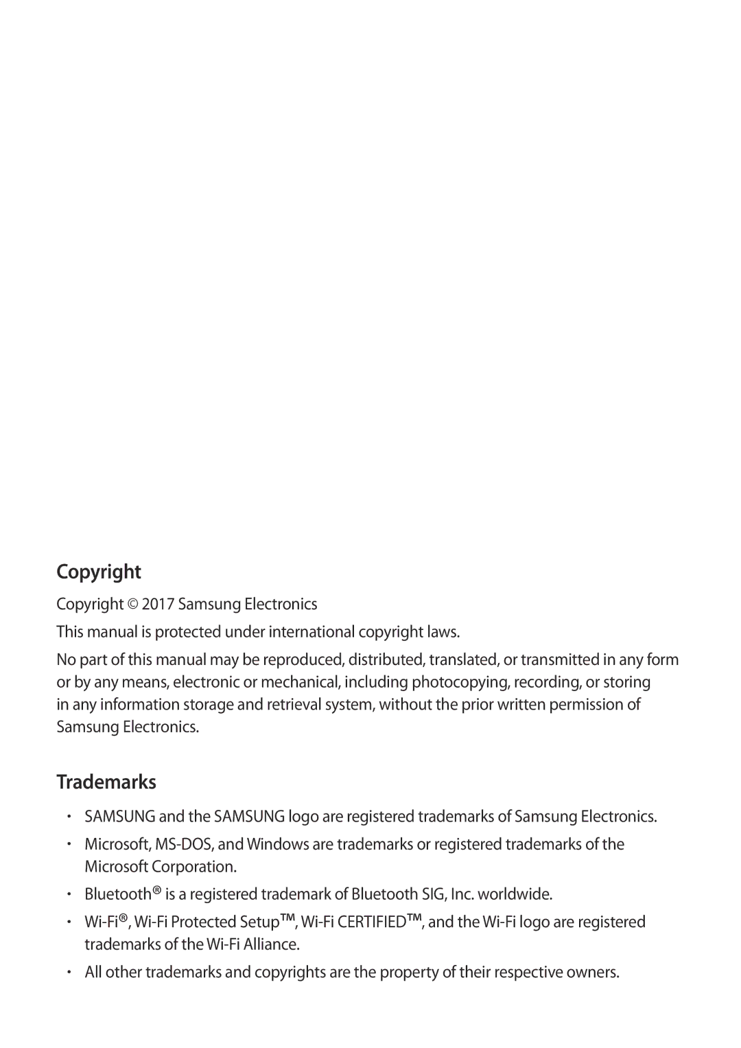 Samsung SM-W627NZKBPHE, SM-W627NZKBDBT, SM-W620NZKBDBT, SM-W620NZKBXEF, SM-W620NZKBITV, SM-W627NZKBITV Copyright, Trademarks 