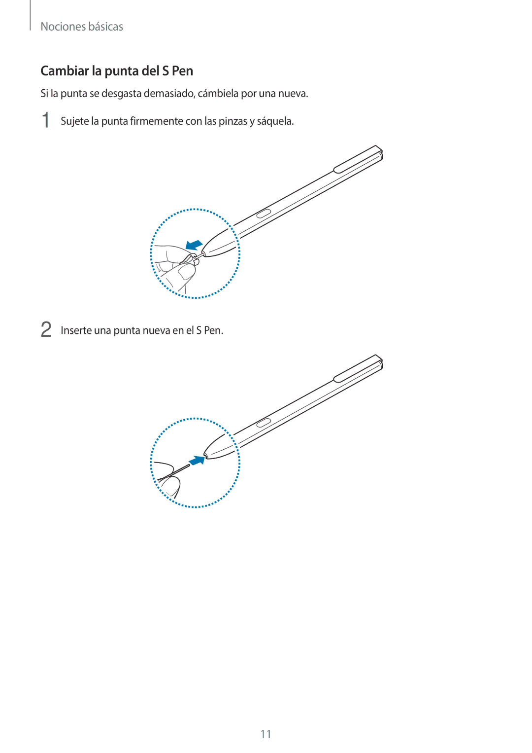 Samsung SM-W627NZKBPHE manual Cambiar la punta del S Pen 