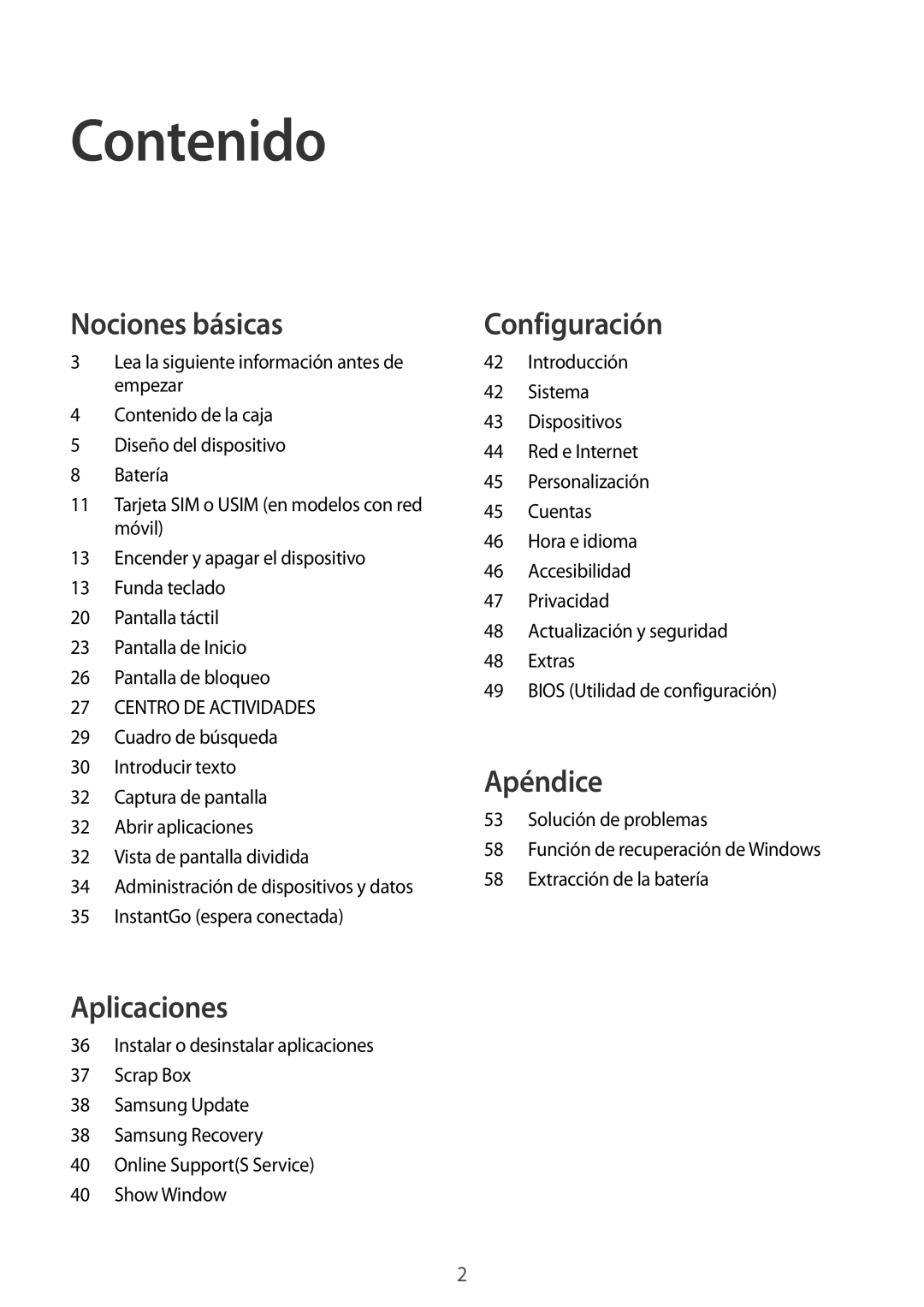 Samsung SM-W708NZKAPHE, SM-W700NZKAPHE, SM-W703NZKAPHE manual Contenido 