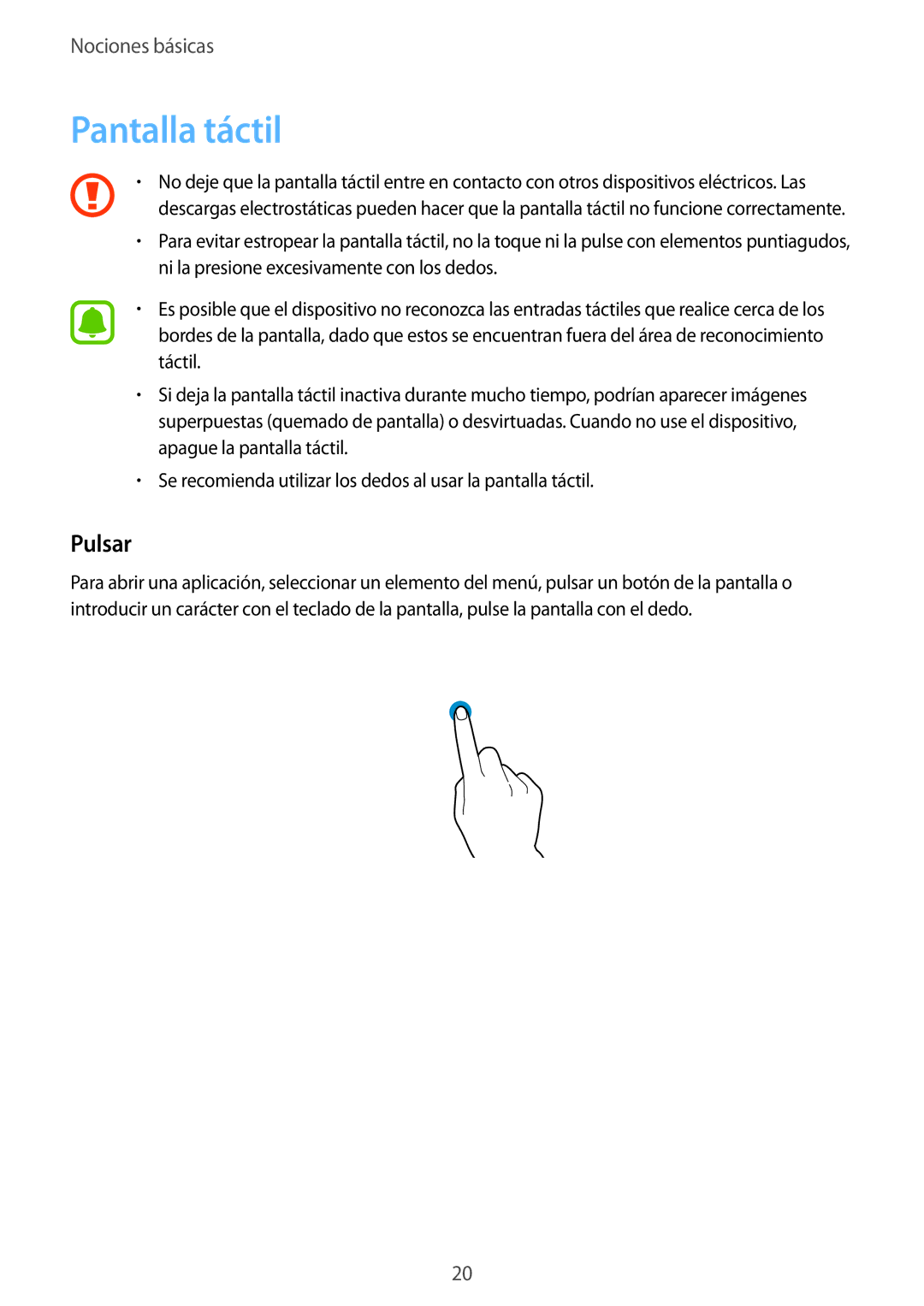 Samsung SM-W708NZKAPHE, SM-W700NZKAPHE, SM-W703NZKAPHE manual Pantalla táctil, Pulsar 