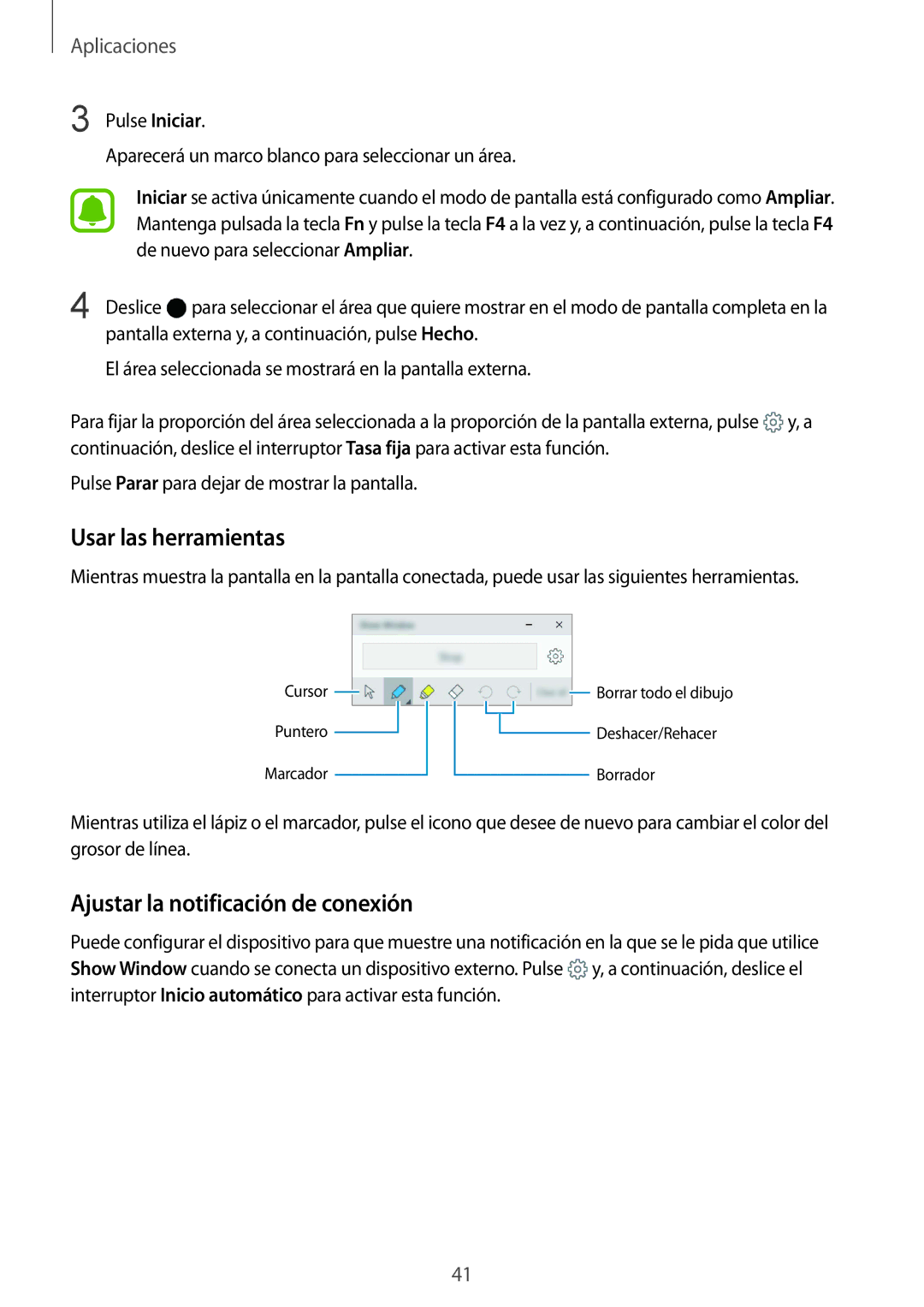 Samsung SM-W708NZKAPHE, SM-W700NZKAPHE, SM-W703NZKAPHE manual Usar las herramientas, Ajustar la notificación de conexión 