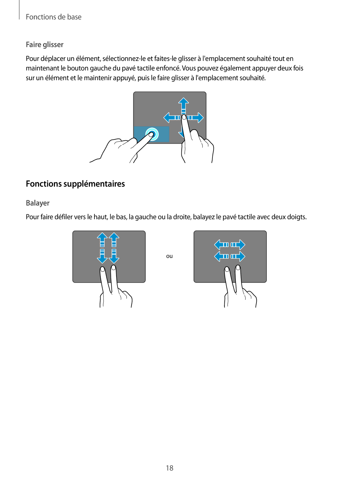 Samsung SM-W700NZKAXEF, SM-W708NZKAXEF, SM-W700NZWAXEF manual Fonctions supplémentaires, Faire glisser 