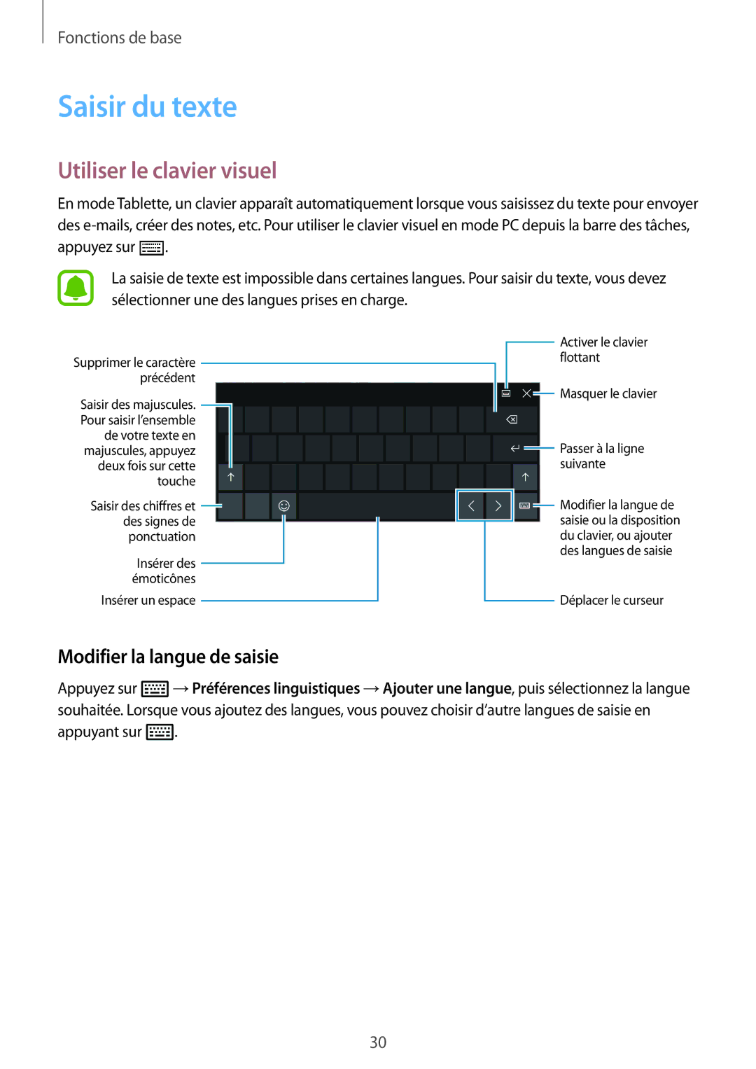 Samsung SM-W700NZKAXEF, SM-W708NZKAXEF manual Saisir du texte, Utiliser le clavier visuel, Modifier la langue de saisie 