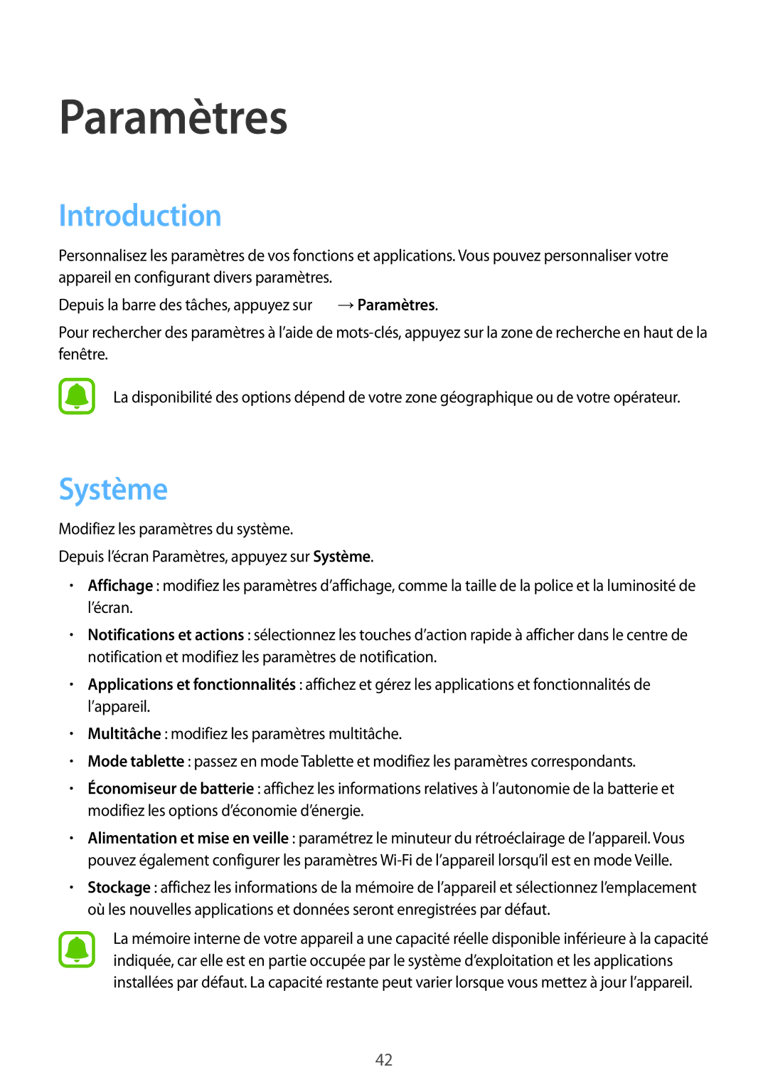 Samsung SM-W700NZKAXEF, SM-W708NZKAXEF, SM-W700NZWAXEF manual Introduction, Système 