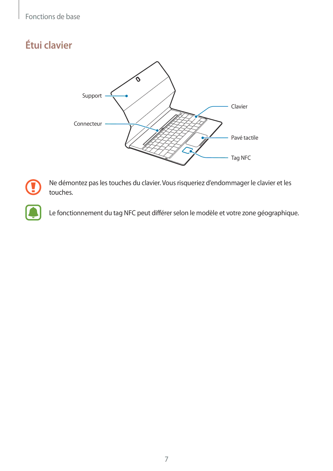 Samsung SM-W708NZKAXEF, SM-W700NZKAXEF, SM-W700NZWAXEF manual Étui clavier 