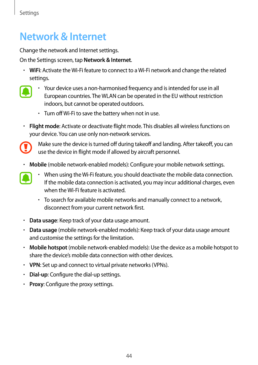 Samsung SM-W708NZKATIM, SM-W703NZKADBT, SM-W700NZKADBT, SM-W708NZKADBT, SM-W700NZKAXEF, SM-W708NZKAXEF manual Network & Internet 