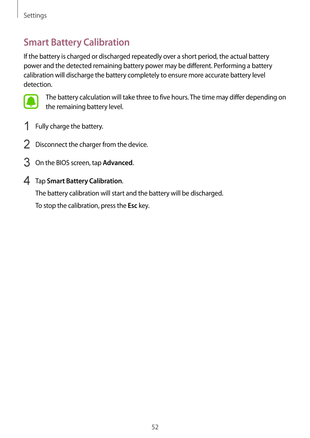 Samsung SM-W708NZWAKSA, SM-W703NZKADBT, SM-W700NZKADBT, SM-W708NZKADBT, SM-W700NZKAXEF manual Tap Smart Battery Calibration 