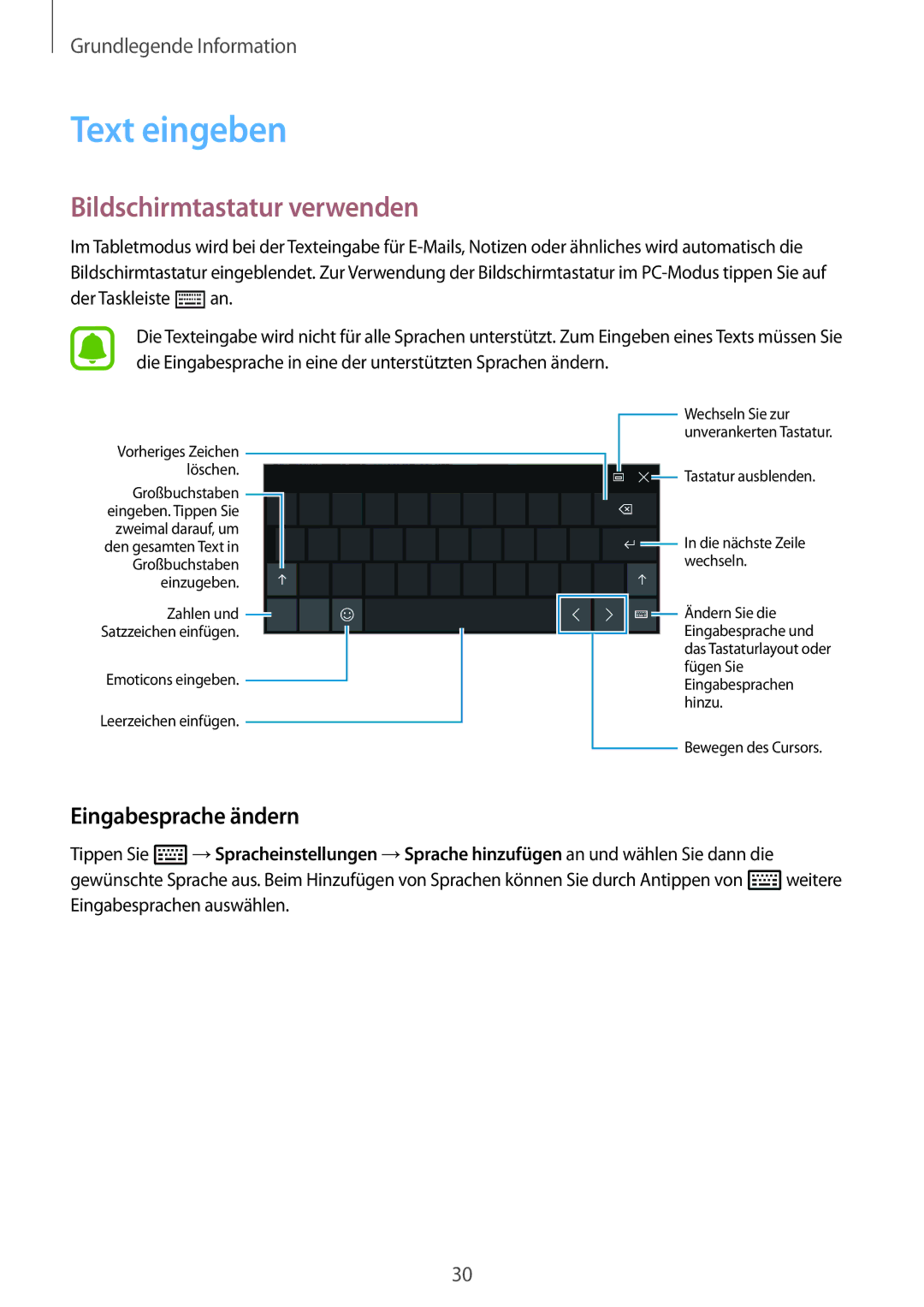 Samsung SM-W703NZKADBT, SM-W700NZKADBT, SM-W708NZKADBT Text eingeben, Bildschirmtastatur verwenden, Eingabesprache ändern 