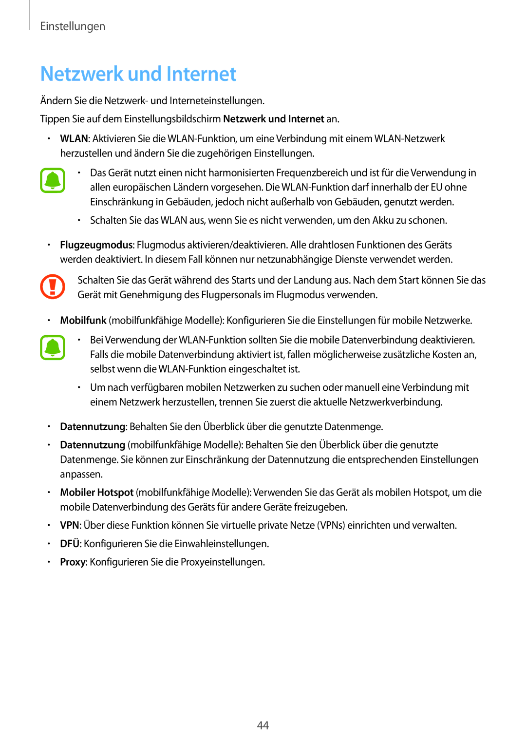 Samsung SM-W708NZKADBT, SM-W703NZKADBT, SM-W700NZKADBT manual Netzwerk und Internet 