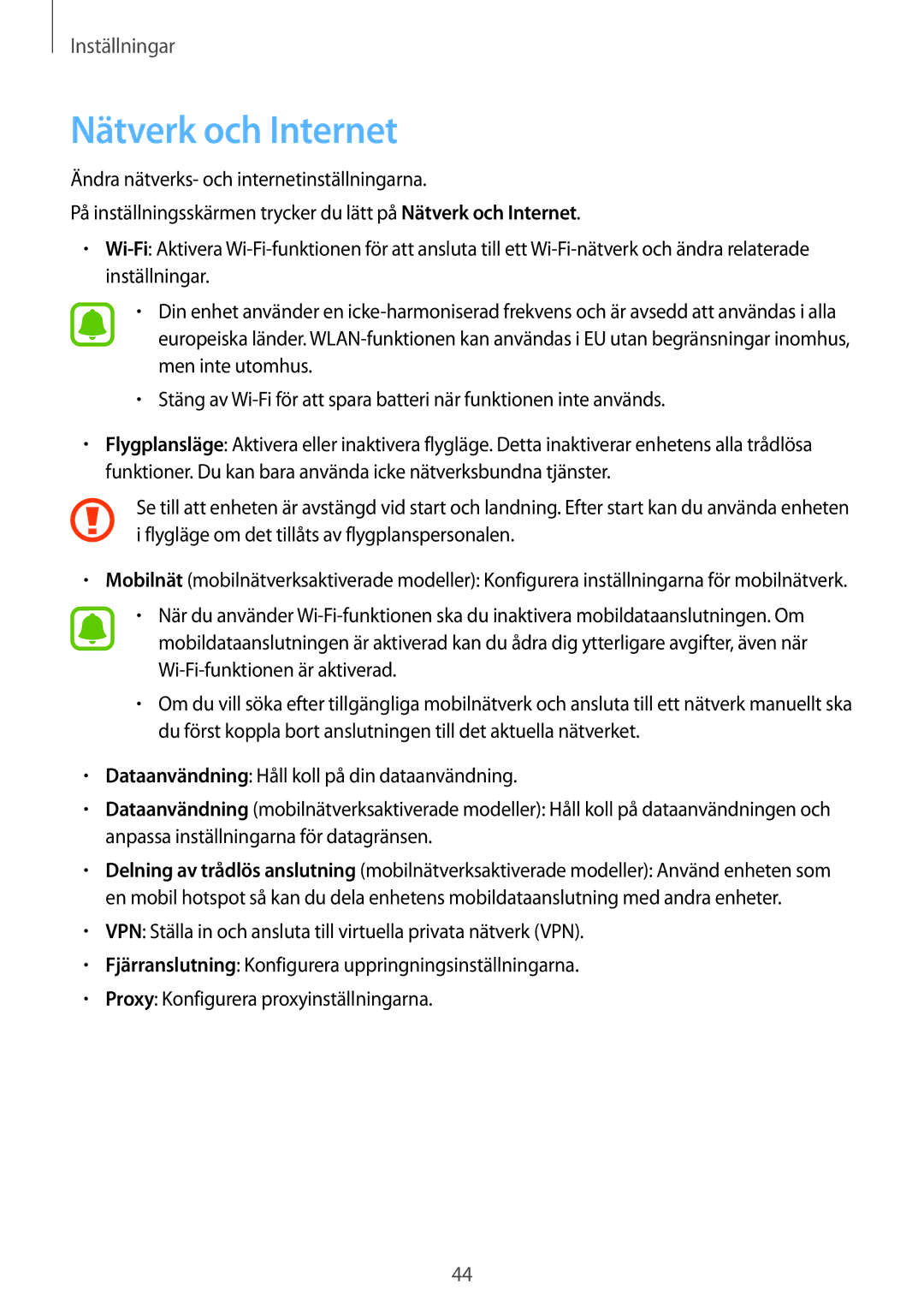 Samsung SM-W708NZKANEE, SM-W703NZKANEE, SM-W700NZKANEE manual Nätverk och Internet 