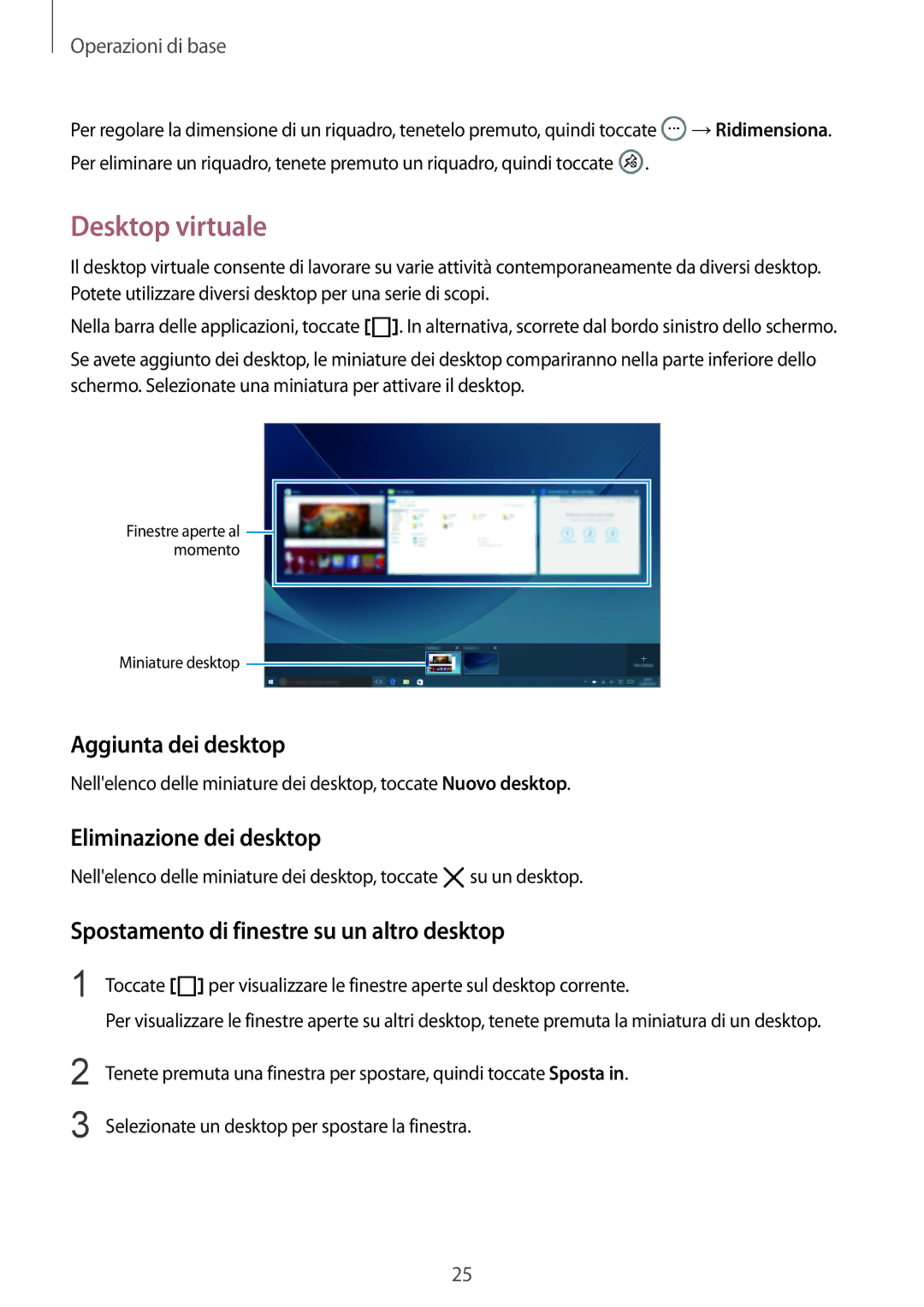 Samsung SM-W708NZKALUX, SM-W708NZKATIM, SM-W700NZKAITV Desktop virtuale, Aggiunta dei desktop, Eliminazione dei desktop 