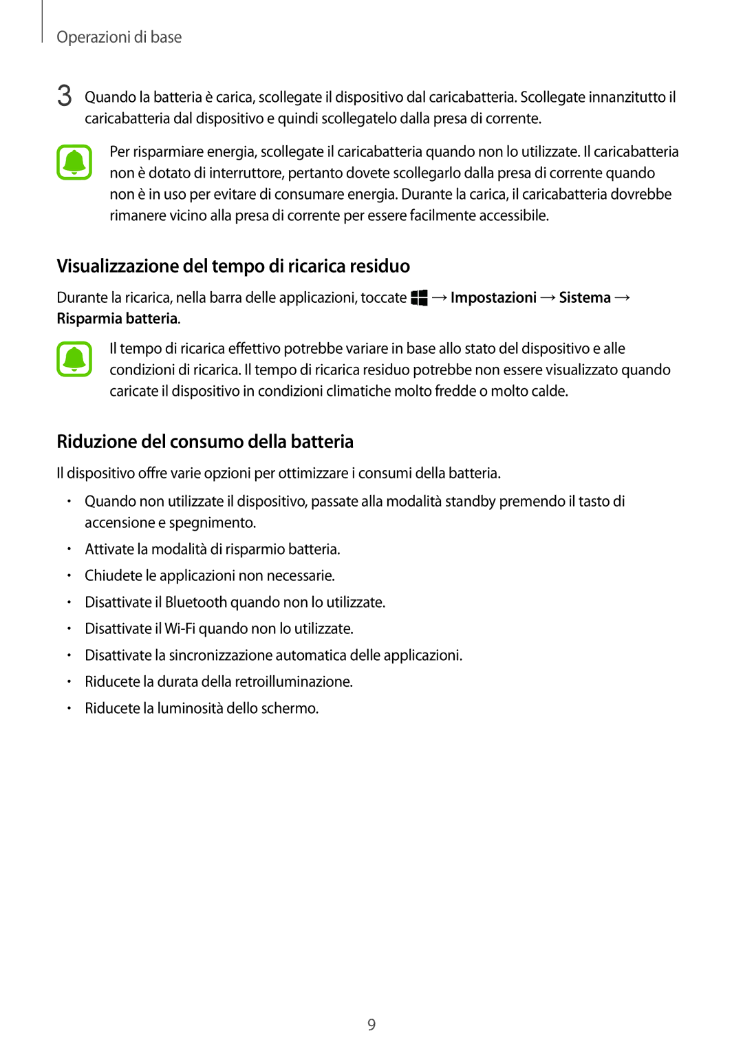 Samsung SM-W708NZKALUX, SM-W708NZKATIM Visualizzazione del tempo di ricarica residuo, Riduzione del consumo della batteria 