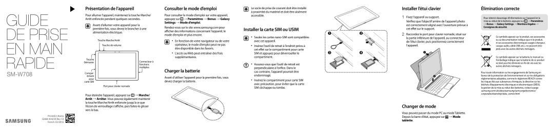 Samsung SM-W708NZKAXEF manual Présentation de l’appareil, Consulter le mode d’emploi, Charger la batterie, Changer de mode 