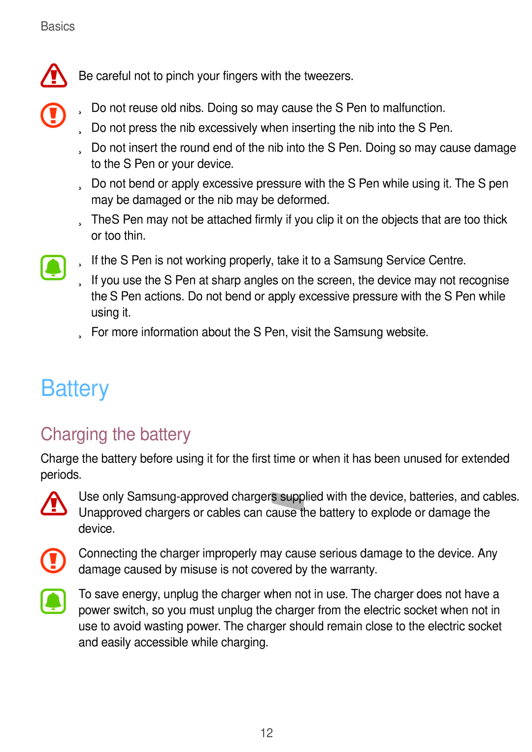 Samsung SM-W720NZKAXJP manual Battery, Charging the battery 