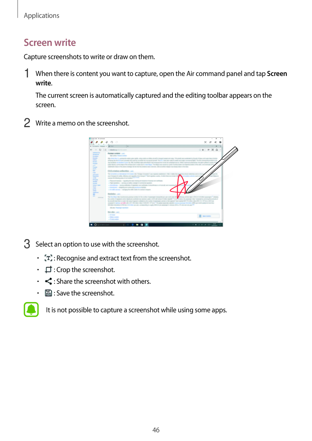 Samsung SM-W720NZKAXJP manual Screen write 