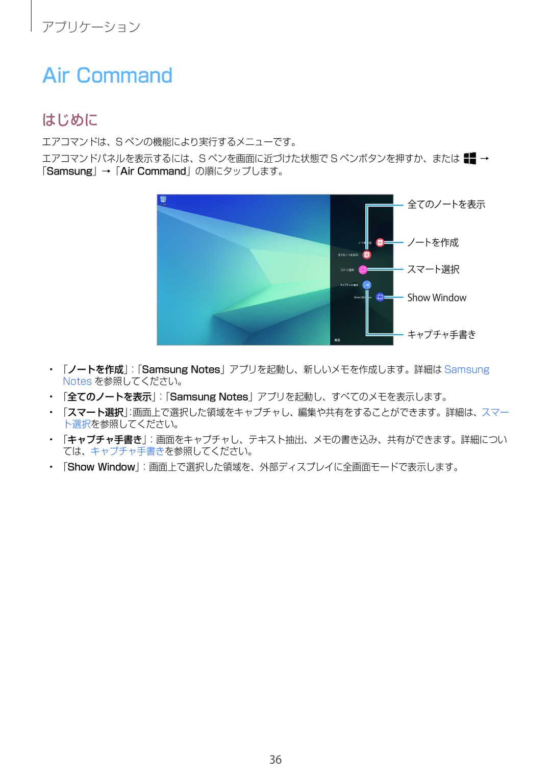 Samsung SM-W720NZKAXJP manual Air Command, はじめに 