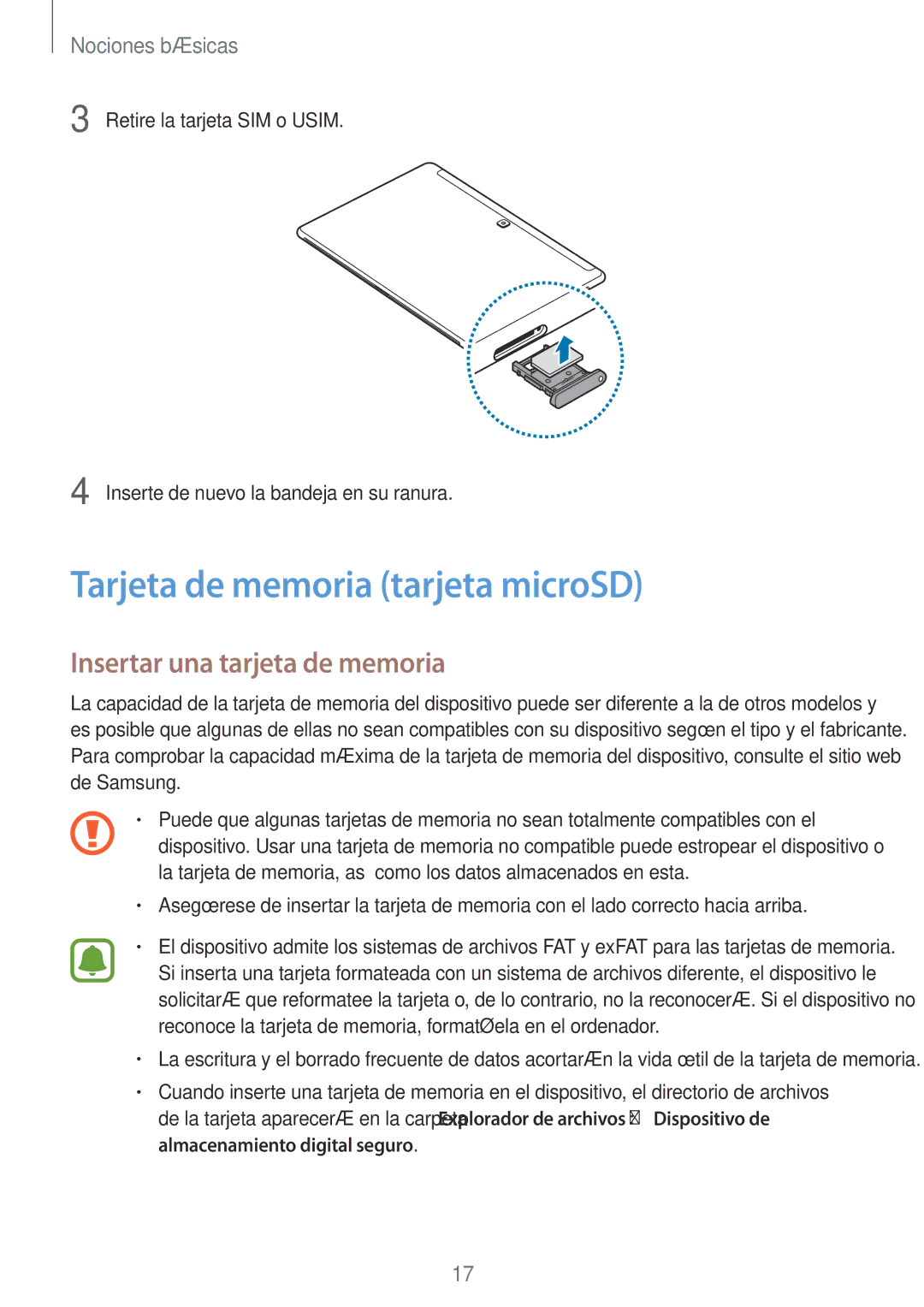 Samsung SM-W728NZKAPHE, SM-W720NZKBPHE manual Tarjeta de memoria tarjeta microSD, Insertar una tarjeta de memoria 