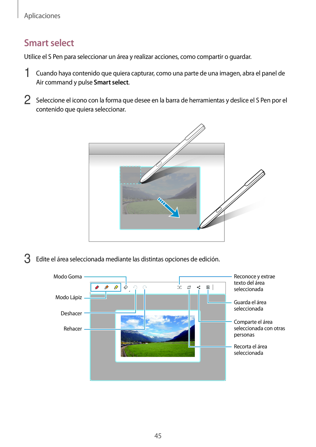 Samsung SM-W728NZKAPHE, SM-W720NZKBPHE manual Air command y pulse Smart select 