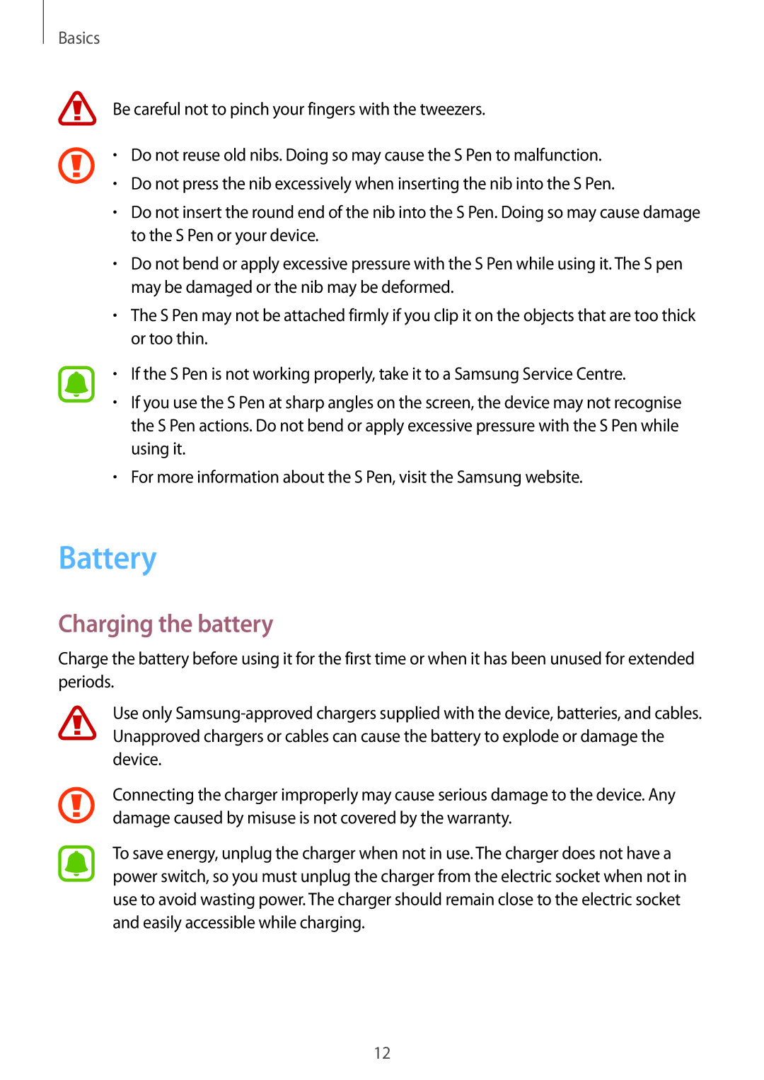 Samsung SM-W720NZKADBT, SM-W728NZKADBT, SM-W720NZKAXEF, SM-W728NZKAXEF, SM-W720NZKBXEF manual Battery, Charging the battery 