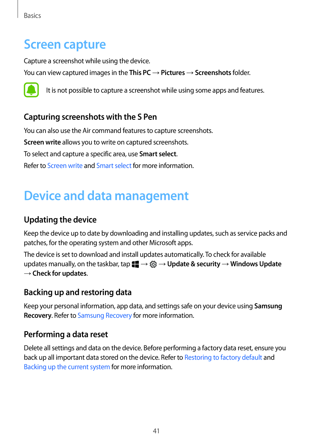 Samsung SM-W720NZKBPHE, SM-W728NZKADBT, SM-W720NZKADBT, SM-W720NZKAXEF manual Screen capture, Device and data management 