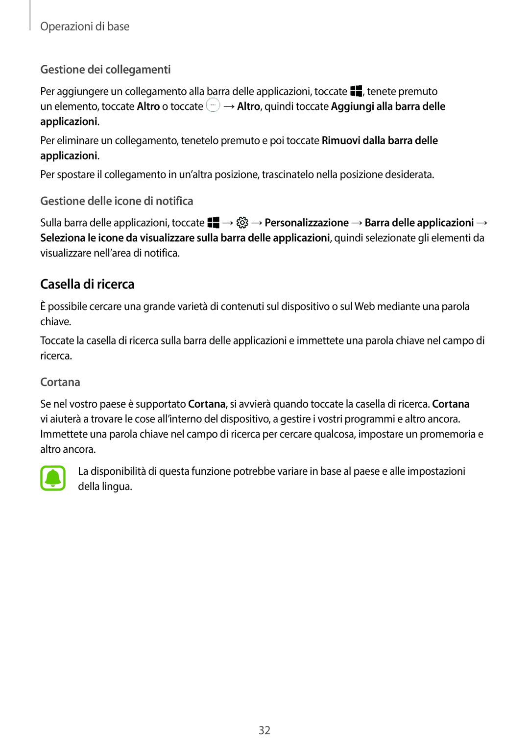 Samsung SM-W728NZKADBT, SM-W720NZKBITV, SM-W720NZKAITV, SM-W728NZKAITV manual Casella di ricerca, Gestione dei collegamenti 