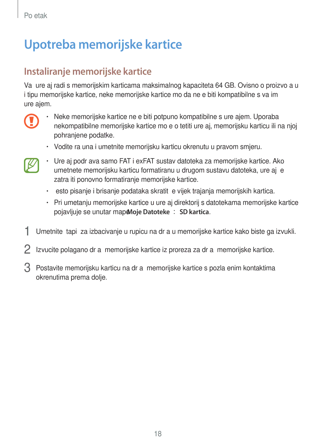 Samsung SM-A500FZDUTWO, SM2A500FZWUVIP, SM-A500FZDUSEE manual Upotreba memorijske kartice, Instaliranje memorijske kartice 