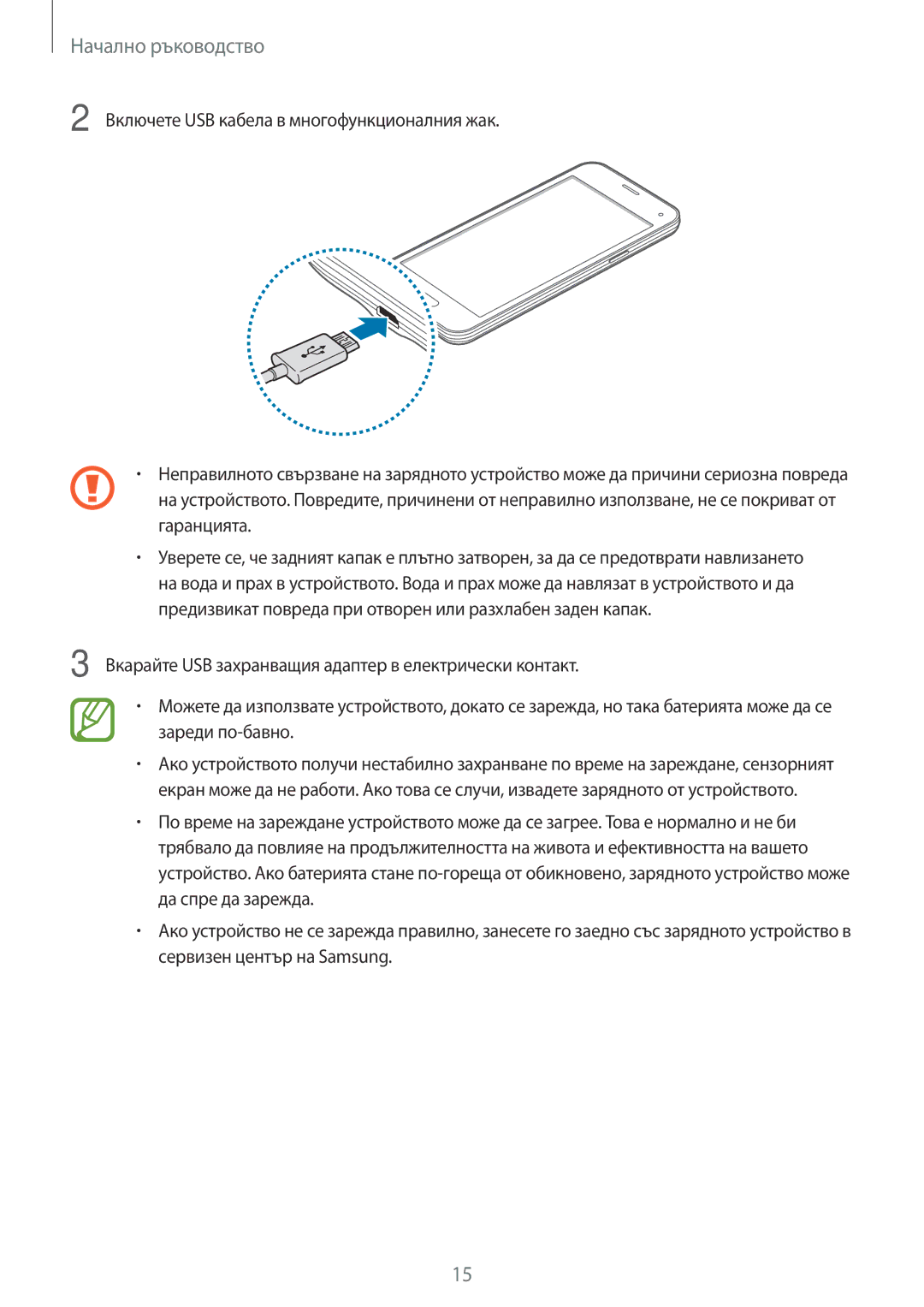 Samsung SM2G800FZDABGL, SM2G800FZWAVVT, SM-G800FZWAVVT, SM-G800FZKAMTL manual Включете USB кабела в многофункционалния жак 