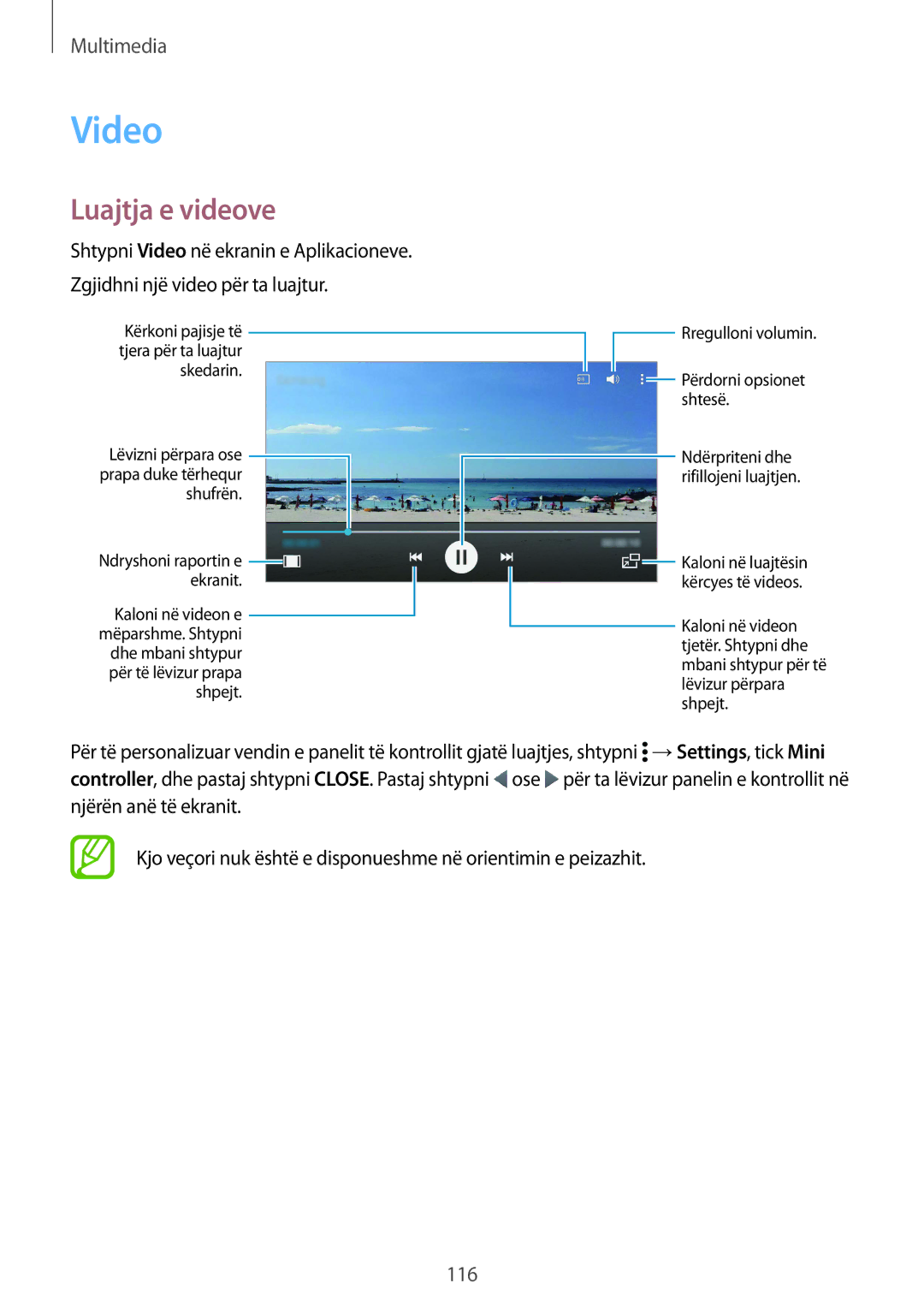 Samsung SM2G900FZWATOP, SM2G900FZKAMSR, SM2G900FZKATSR, SM-G900FZDAAVF, SM-G900FZWATOP manual Video, Luajtja e videove 