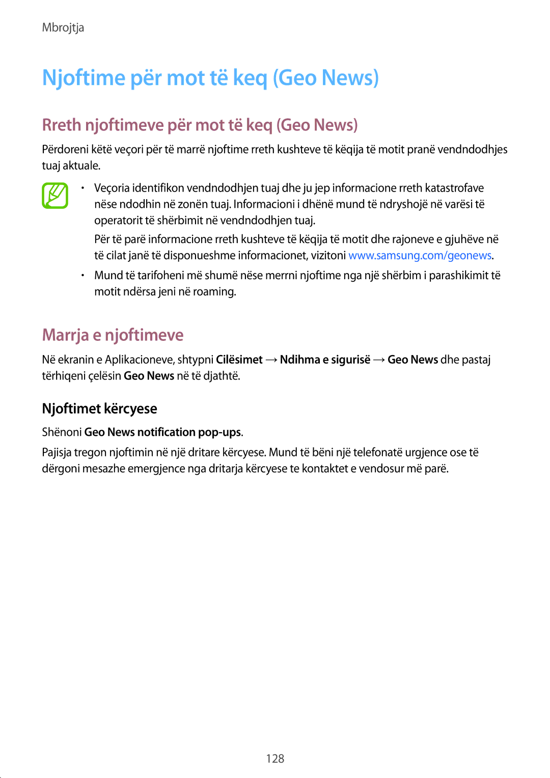 Samsung SM-G900FZKAAVF Njoftime për mot të keq Geo News, Rreth njoftimeve për mot të keq Geo News, Marrja e njoftimeve 