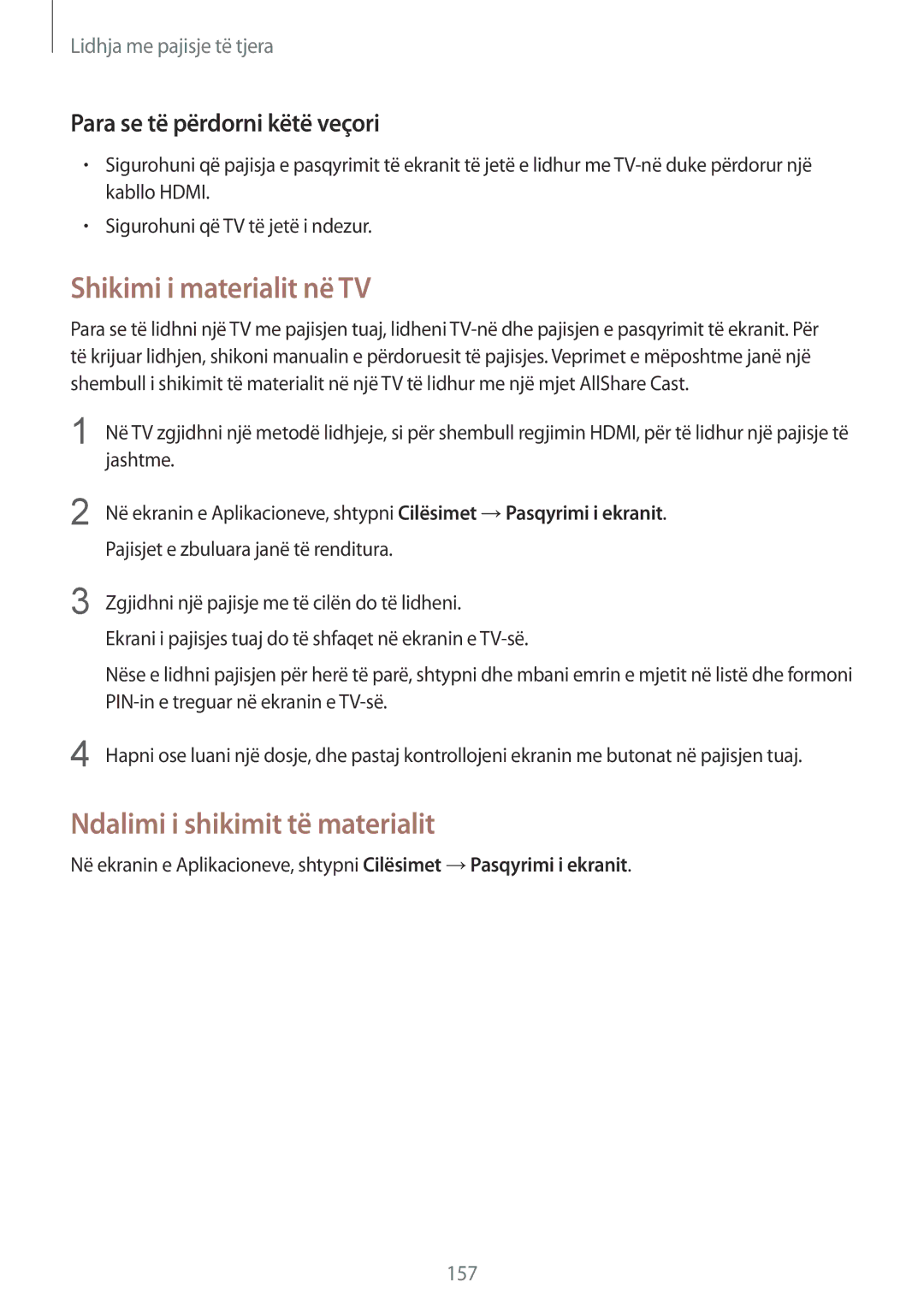 Samsung SM2G900FZKATOP, SM2G900FZKAMSR, SM2G900FZKATSR manual Shikimi i materialit në TV, Ndalimi i shikimit të materialit 