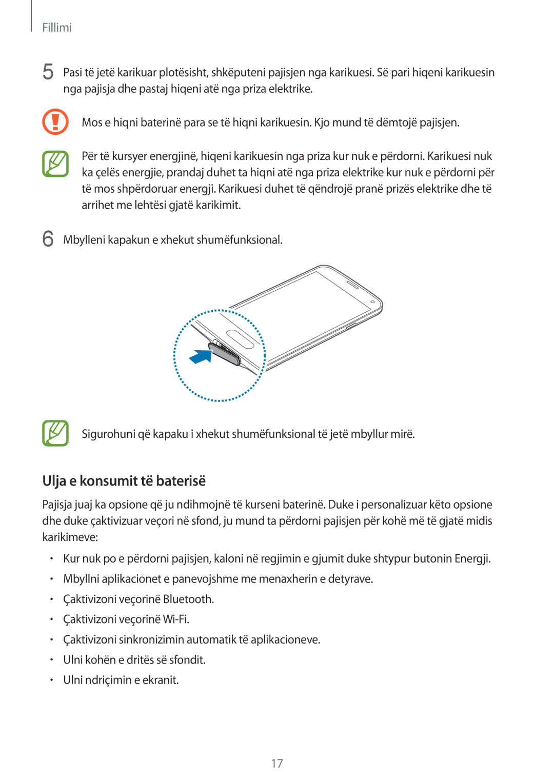 Samsung SM2G900FZKATOP, SM2G900FZKAMSR, SM2G900FZKATSR, SM-G900FZDAAVF, SM-G900FZWATOP manual Ulja e konsumit të baterisë 