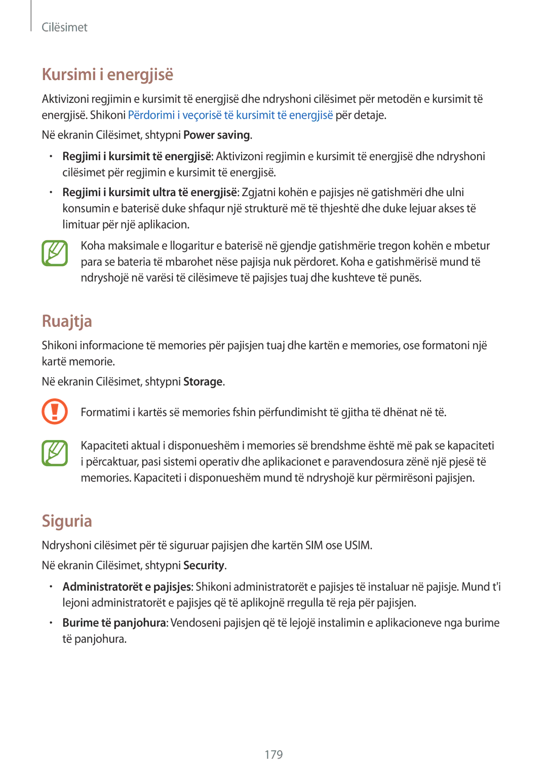 Samsung SM-G900FZKATSR, SM2G900FZKAMSR, SM2G900FZKATSR, SM-G900FZDAAVF, SM-G900FZWATOP Kursimi i energjisë, Ruajtja, Siguria 