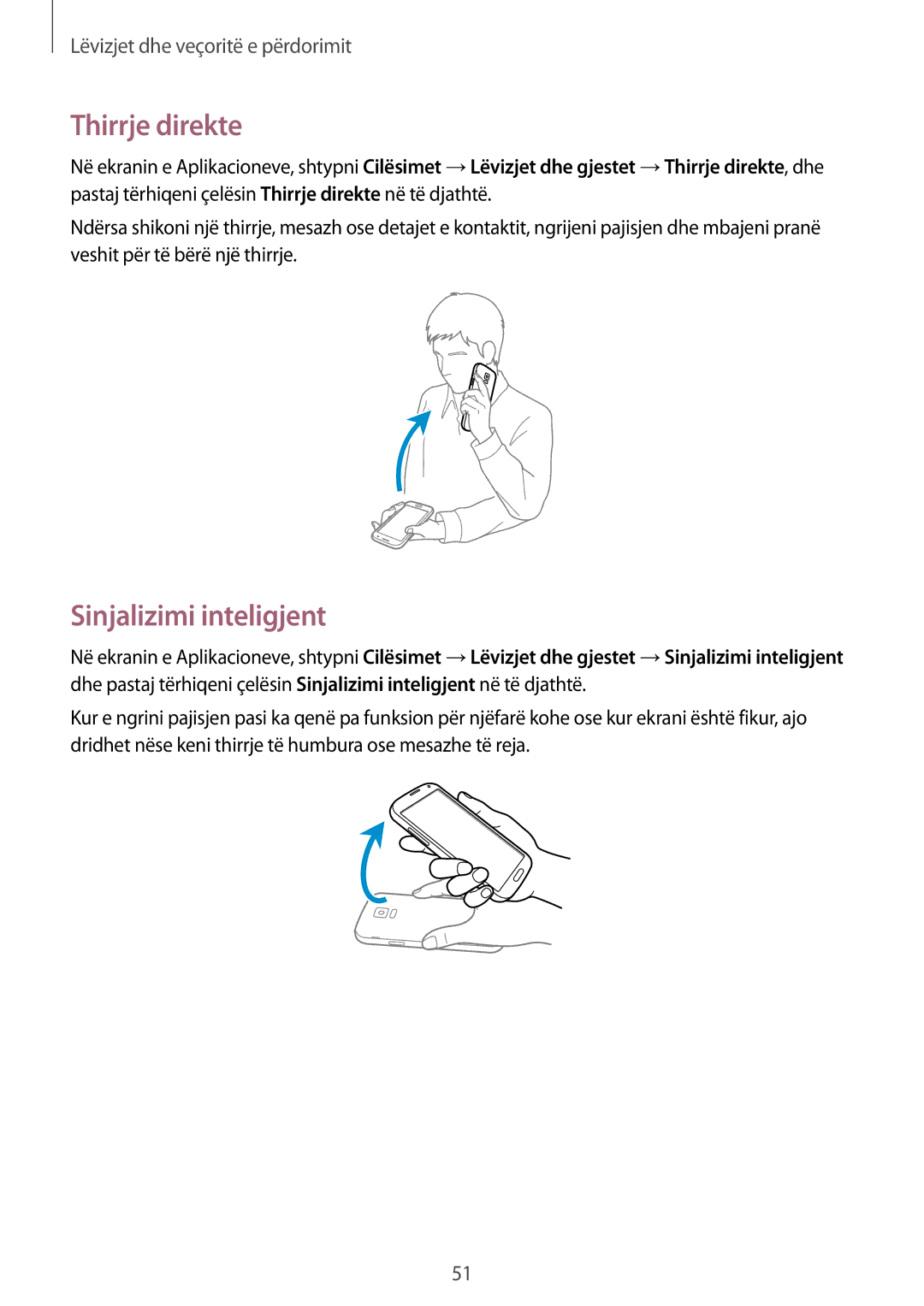 Samsung SM-G900FZWAMSR, SM2G900FZKAMSR, SM2G900FZKATSR, SM-G900FZDAAVF manual Thirrje direkte, Sinjalizimi inteligjent 