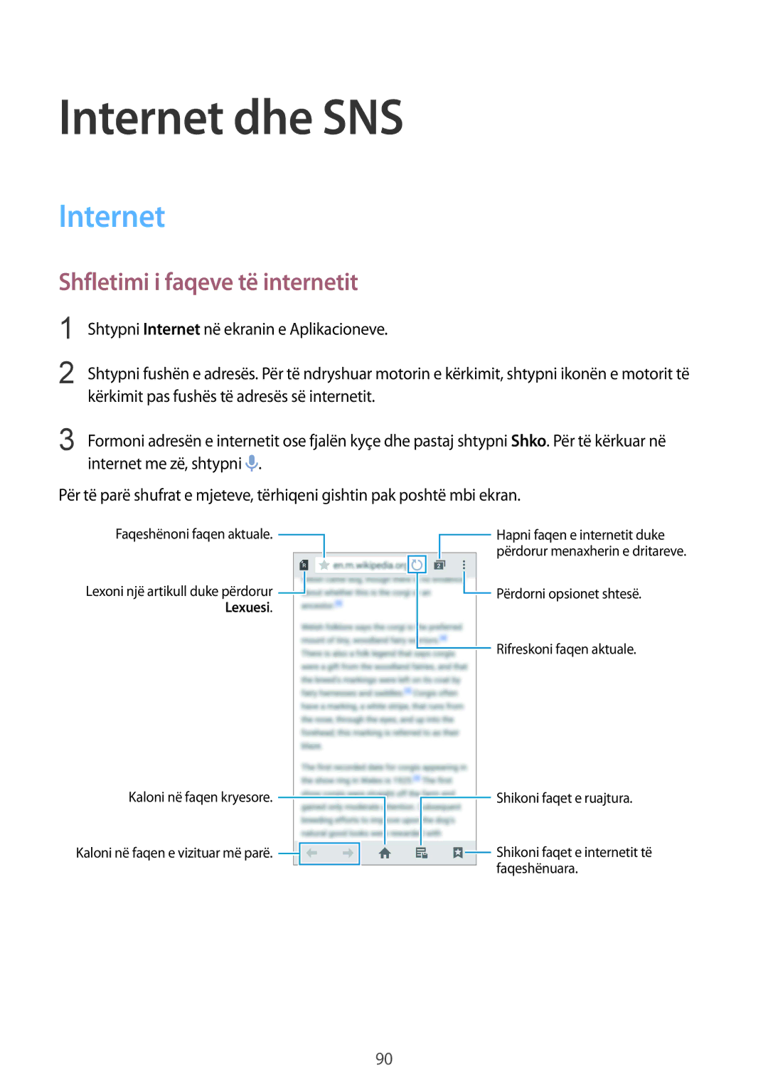 Samsung SM-G900FZKAMSR, SM2G900FZKAMSR, SM2G900FZKATSR, SM-G900FZDAAVF Internet dhe SNS, Shfletimi i faqeve të internetit 