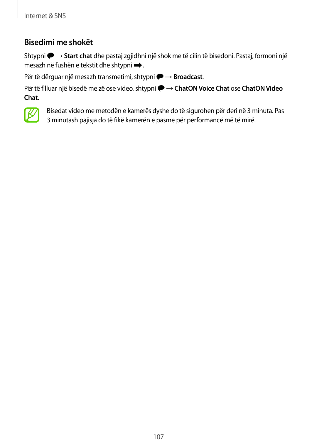 Samsung SM-G900FZWAMSR, SM2G900FZKAMSR, SM2G900FZKATSR, SM-G900FZDAAVF, SM-G900FZWATOP, SM2G900FZWATOP manual Bisedimi me shokët 