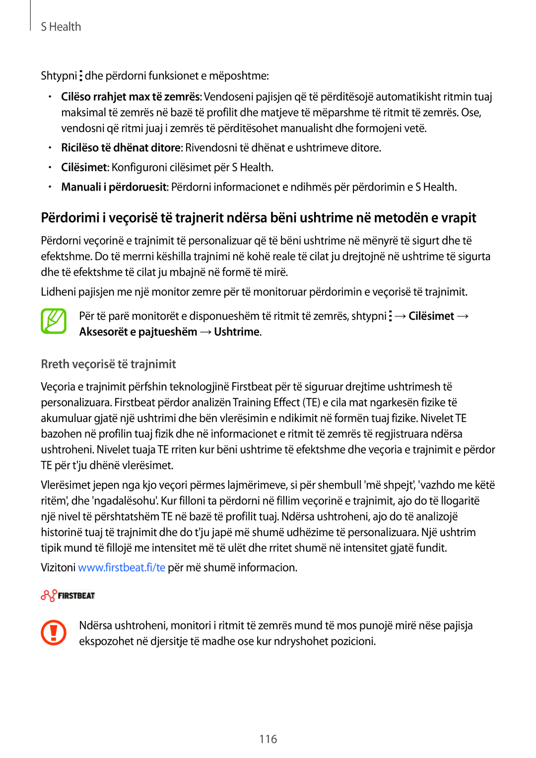 Samsung SM2G900FZWATOP, SM2G900FZKAMSR manual Rreth veçorisë të trajnimit, Shtypni dhe përdorni funksionet e mëposhtme 