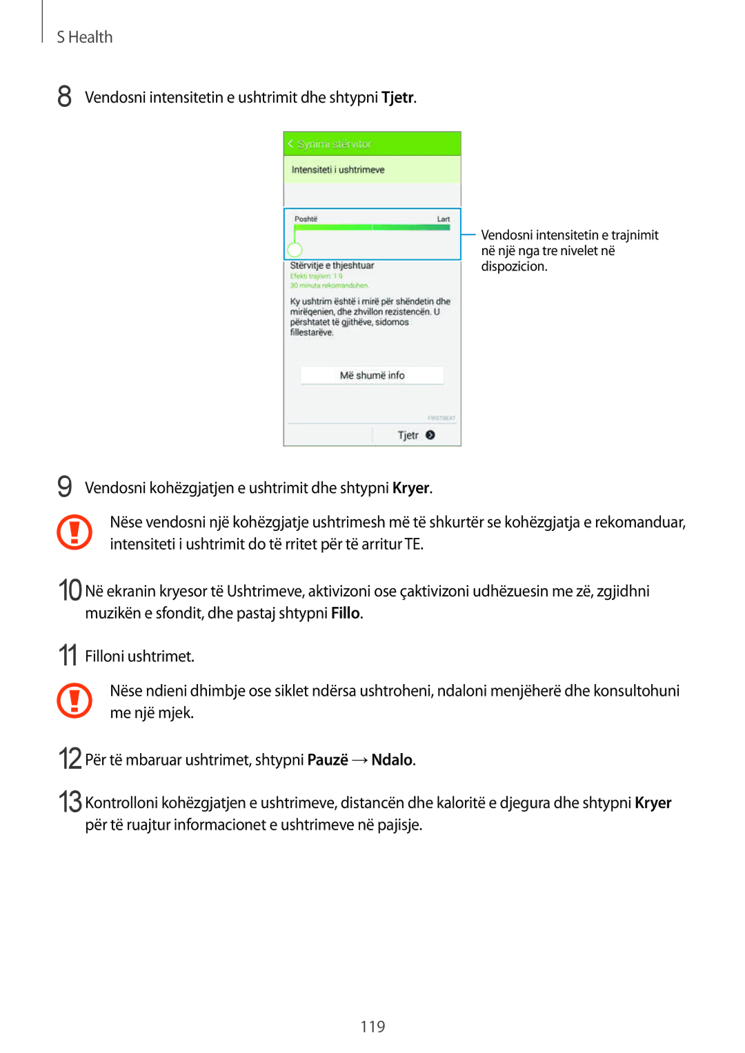 Samsung SM-G900FZKATOP, SM2G900FZKAMSR, SM2G900FZKATSR, SM-G900FZDAAVF Vendosni intensitetin e ushtrimit dhe shtypni Tjetr 