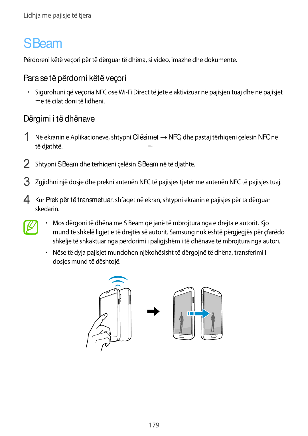 Samsung SM-G900FZKATSR Dërgimi i të dhënave, Të djathtë, Shtypni S Beam dhe tërhiqeni çelësin S Beam në të djathtë 