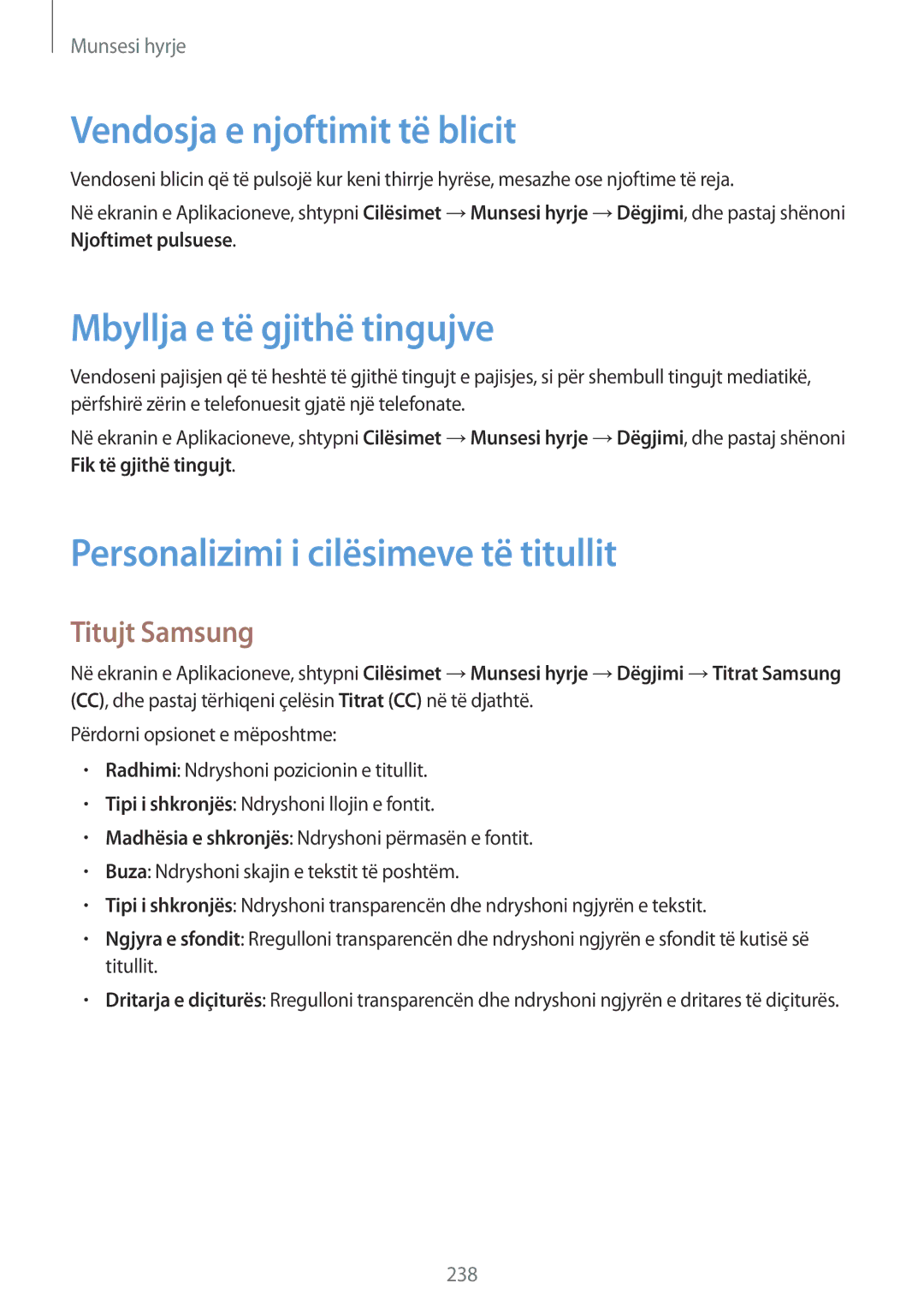 Samsung SM-G900FZBATSR, SM2G900FZKAMSR manual Vendosja e njoftimit të blicit, Mbyllja e të gjithë tingujve, Titujt Samsung 