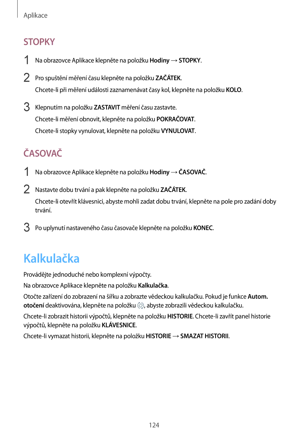 Samsung SM-G928FZKAETL, SM2G928FZKAETL, SM-G928FZDACOS, SM-G928FZSAXEH, SM-G928FZSAORX, SM-G928FZSAATO manual Kalkulačka, Stopky 