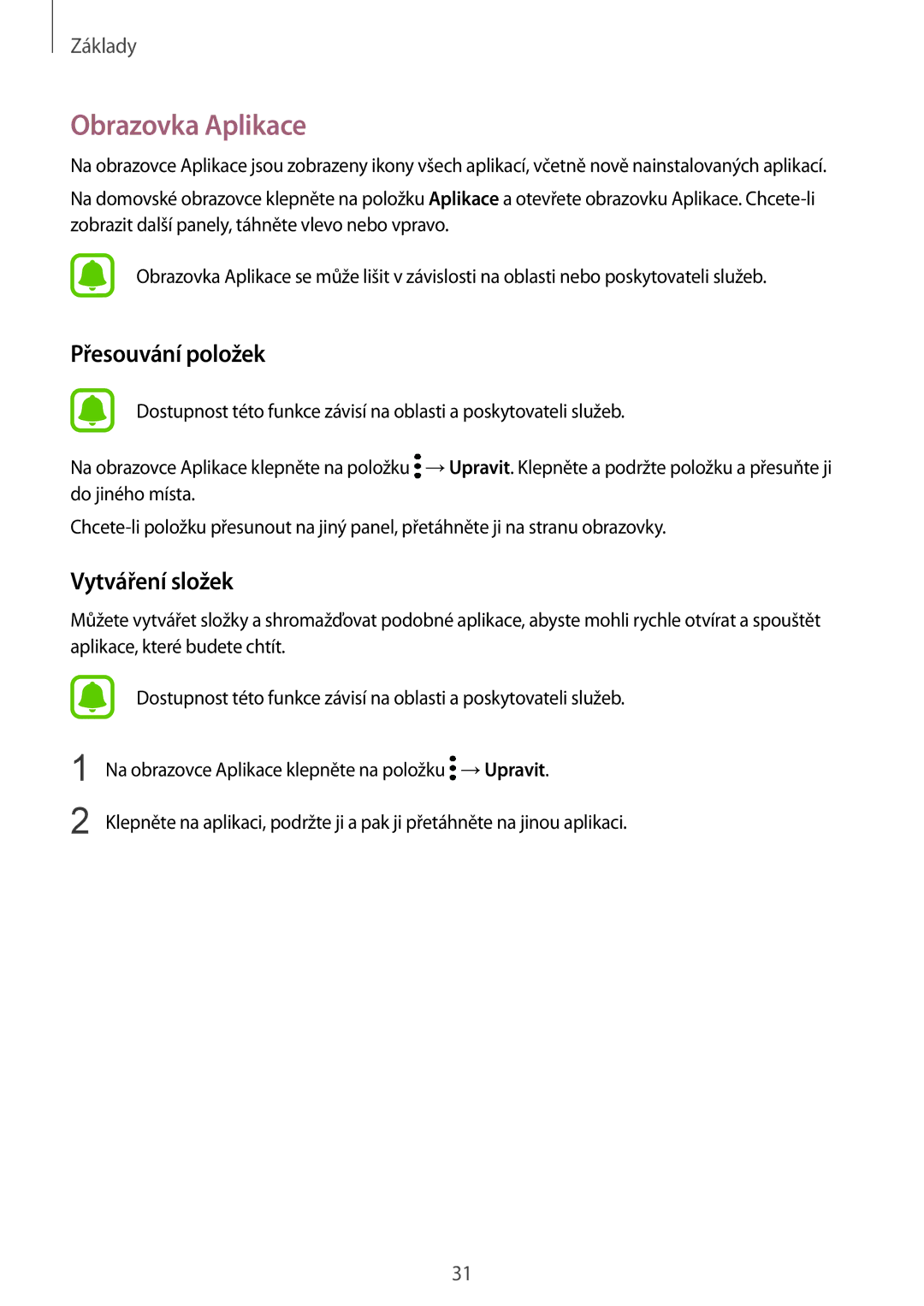 Samsung SM-G928FZKEVDC, SM2G928FZKAETL, SM-G928FZDACOS, SM-G928FZSAXEH, SM-G928FZSAORX, SM-G928FZSAATO manual Obrazovka Aplikace 