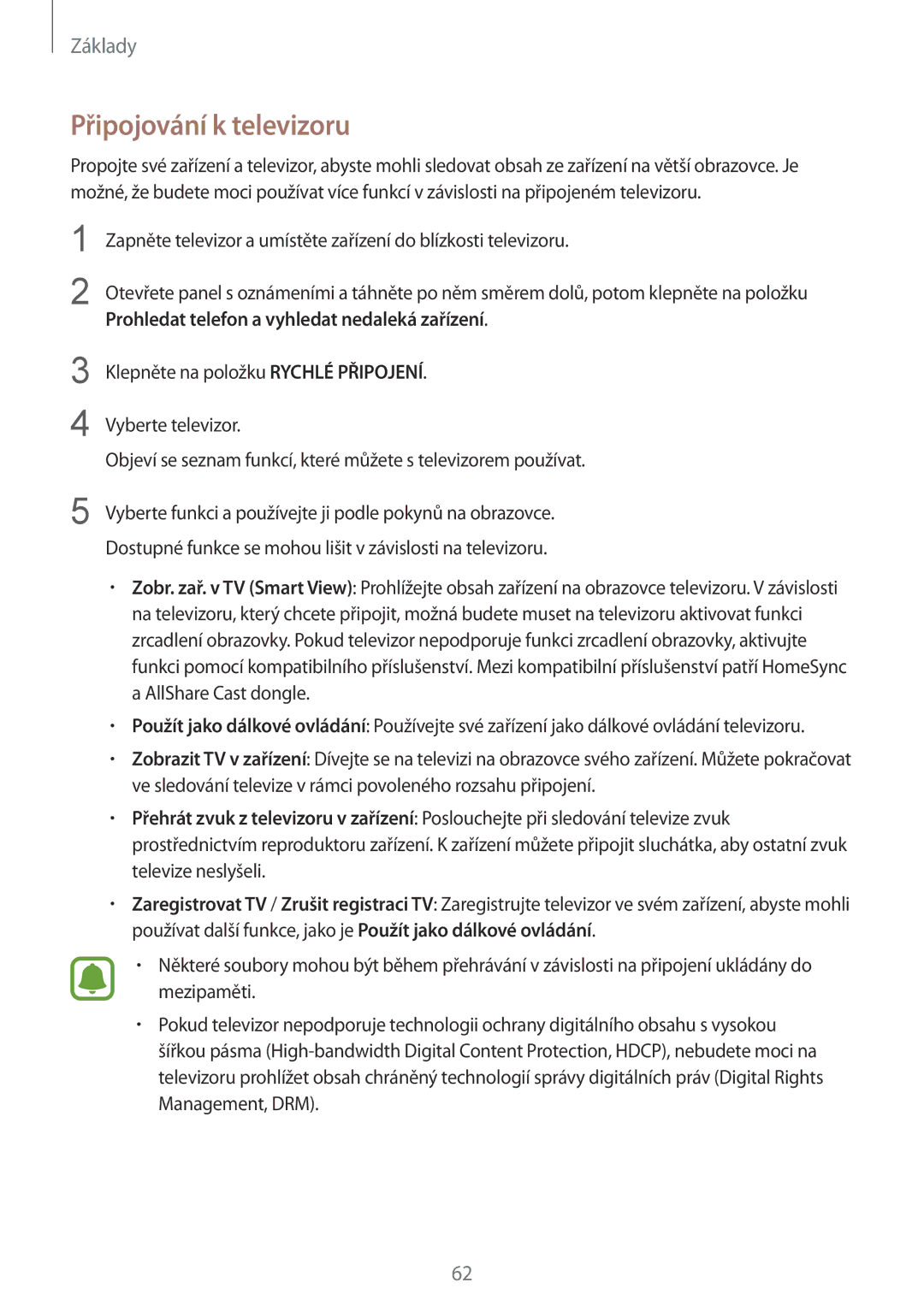 Samsung SM-G928FZDAEUR, SM2G928FZKAETL manual Připojování k televizoru, Prohledat telefon a vyhledat nedaleká zařízení 